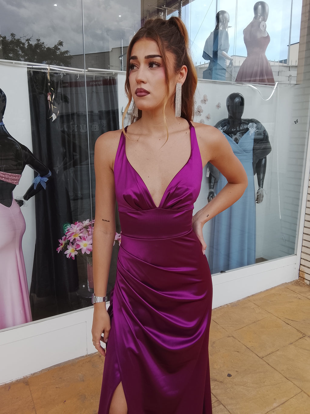 Vestido largo Jay cereza
