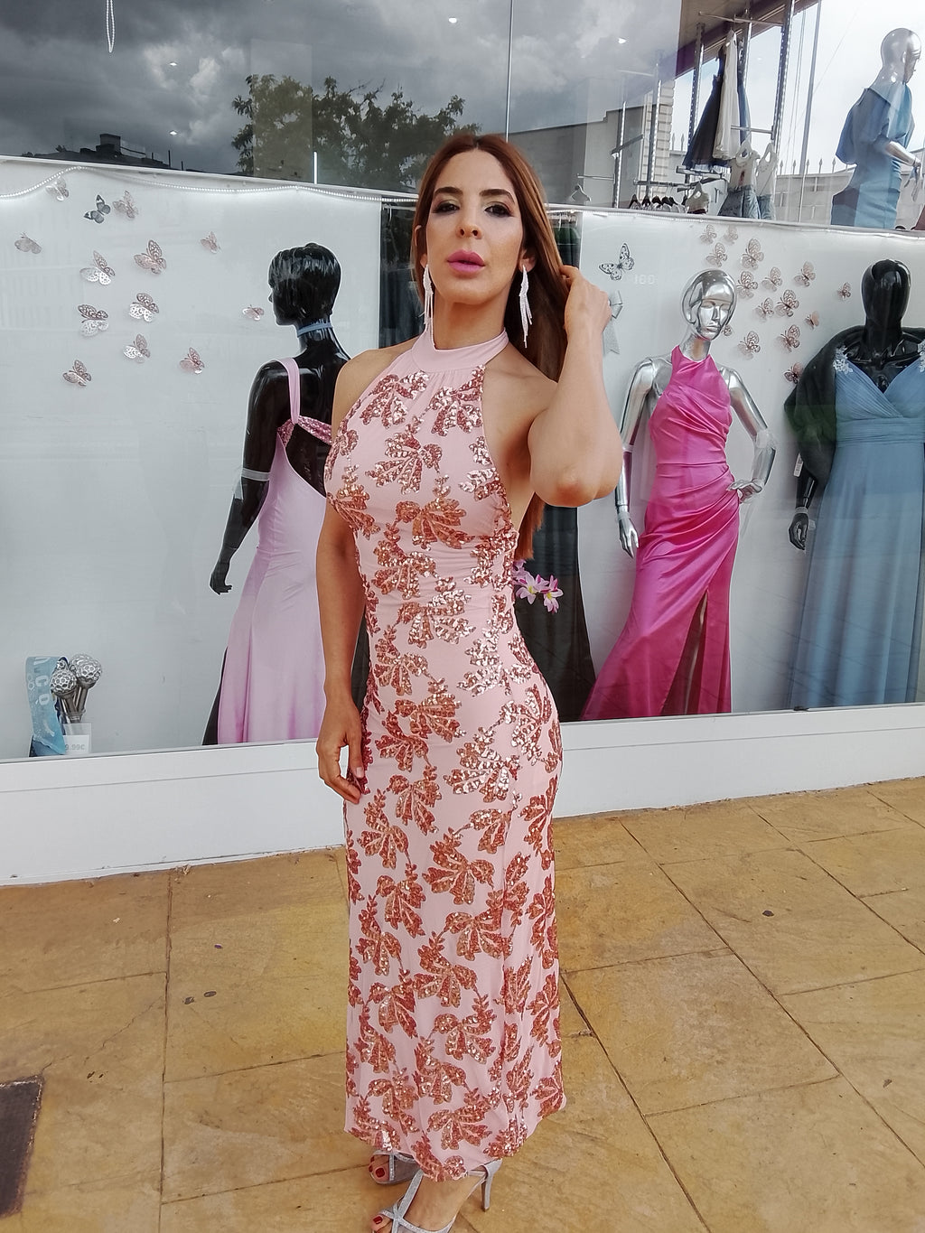 Vestido largo Agatha rosa