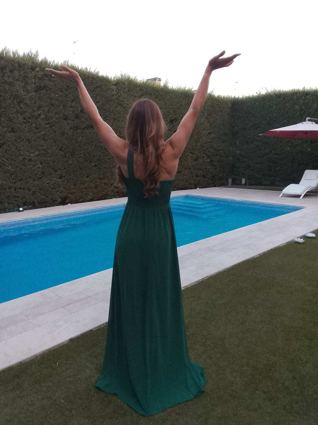 Vestido largo Ithaisa Air Verde botella