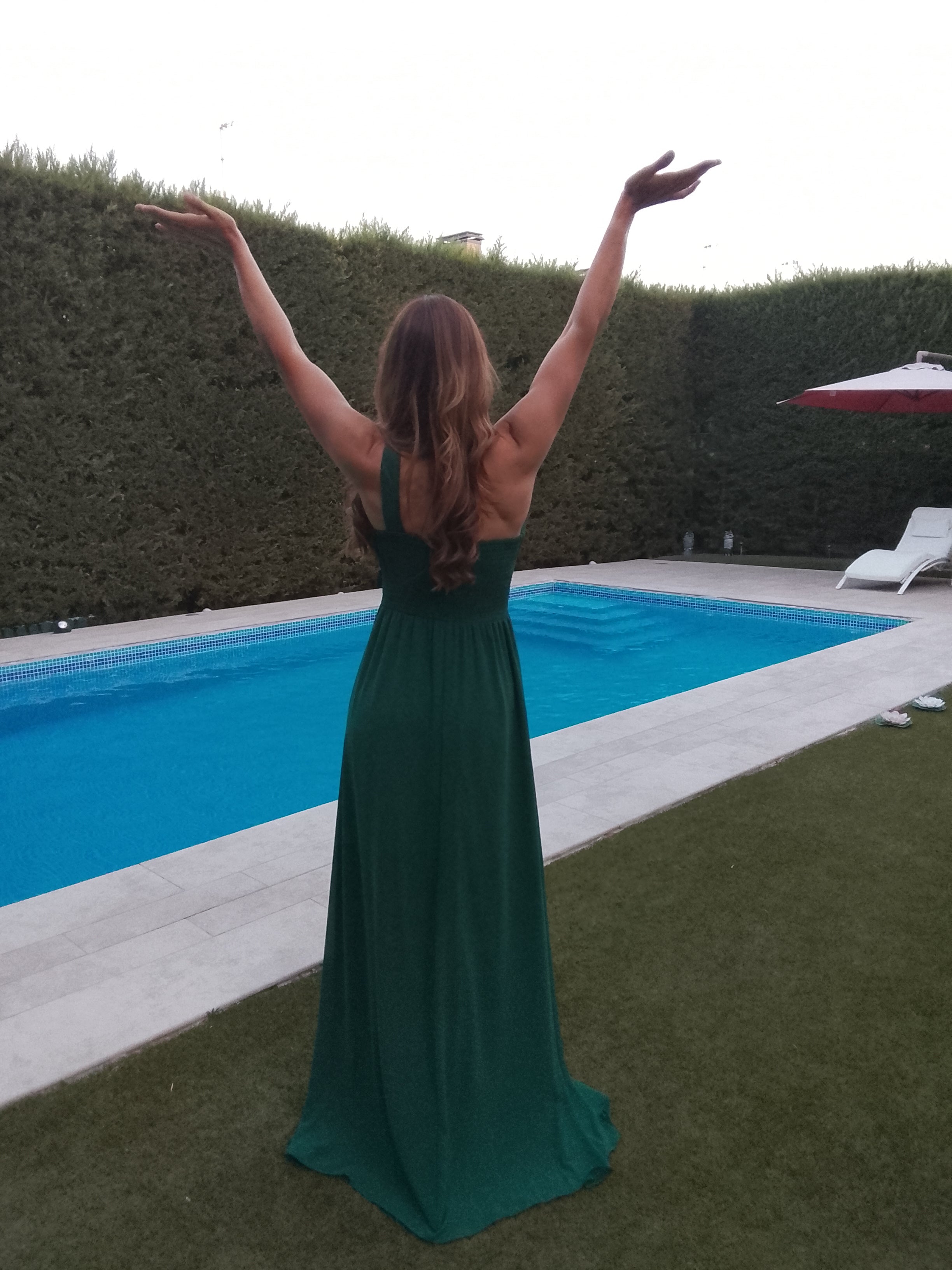 Vestido largo Ithaisa Air Verde botella