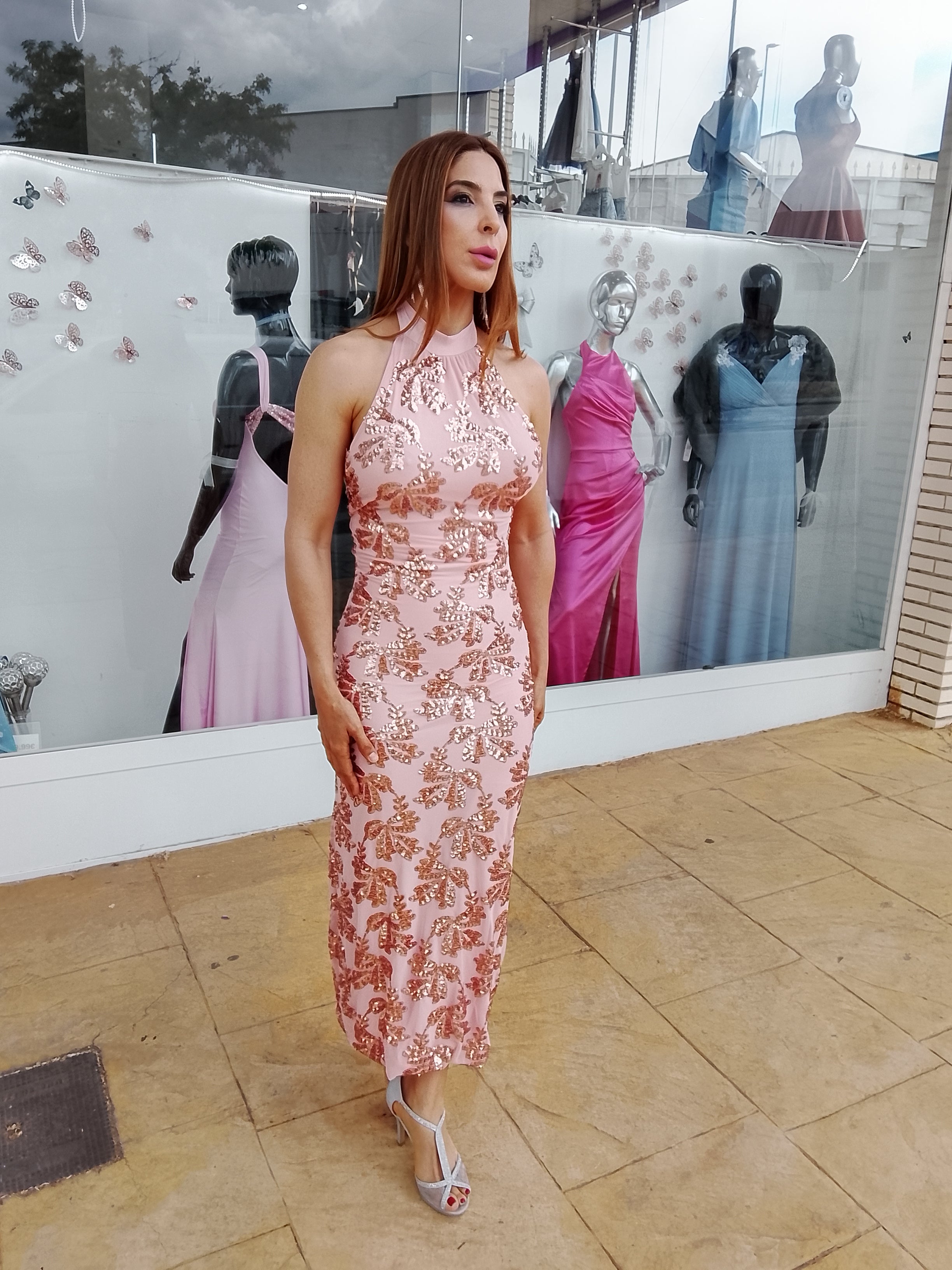 Vestido largo Agatha rosa