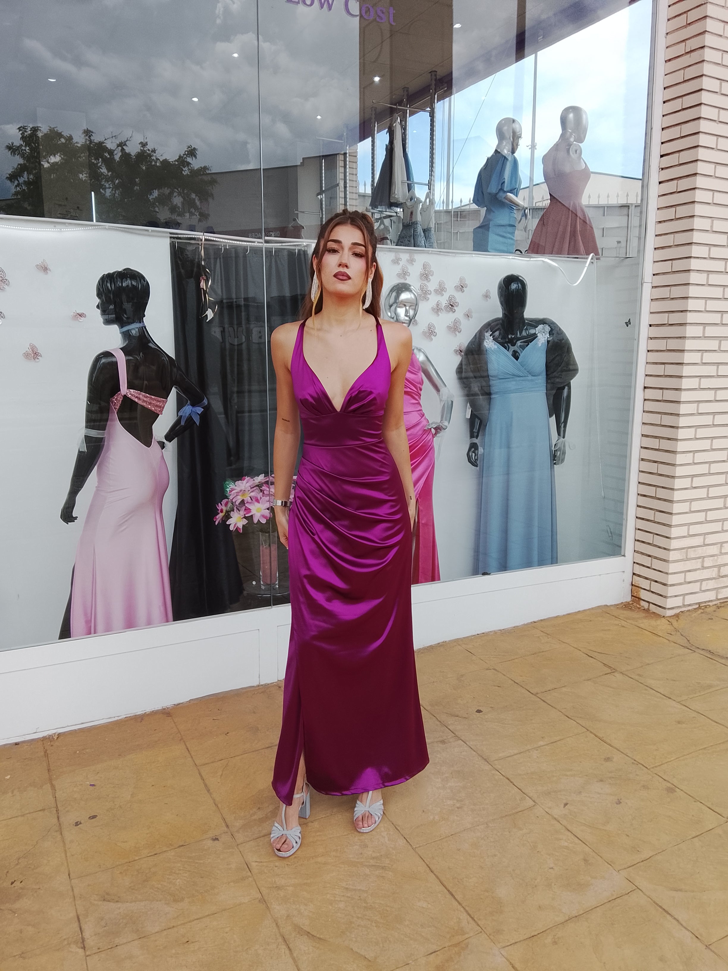 Vestido largo Jay cereza