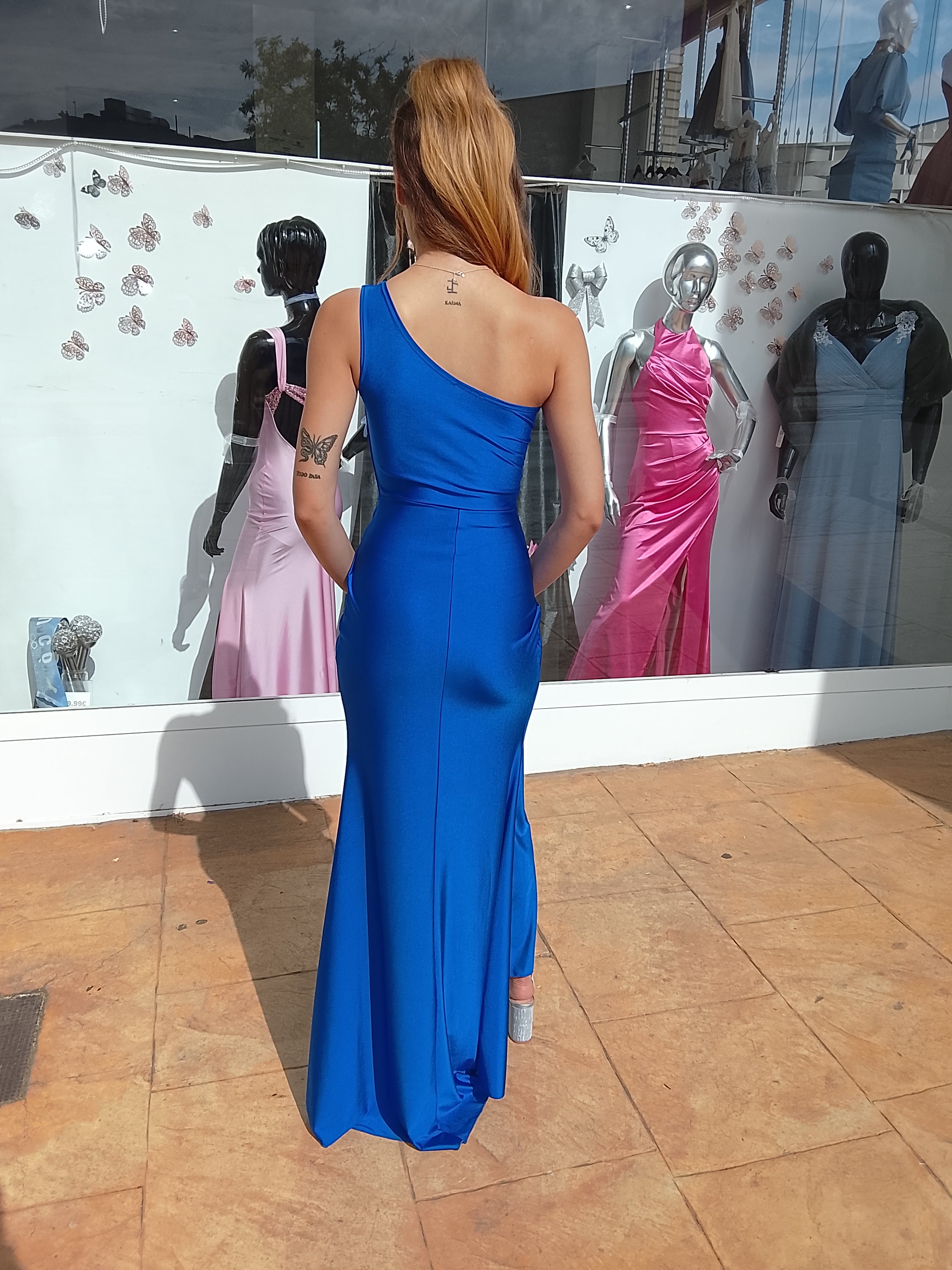 Vestido largo Minerva azulón