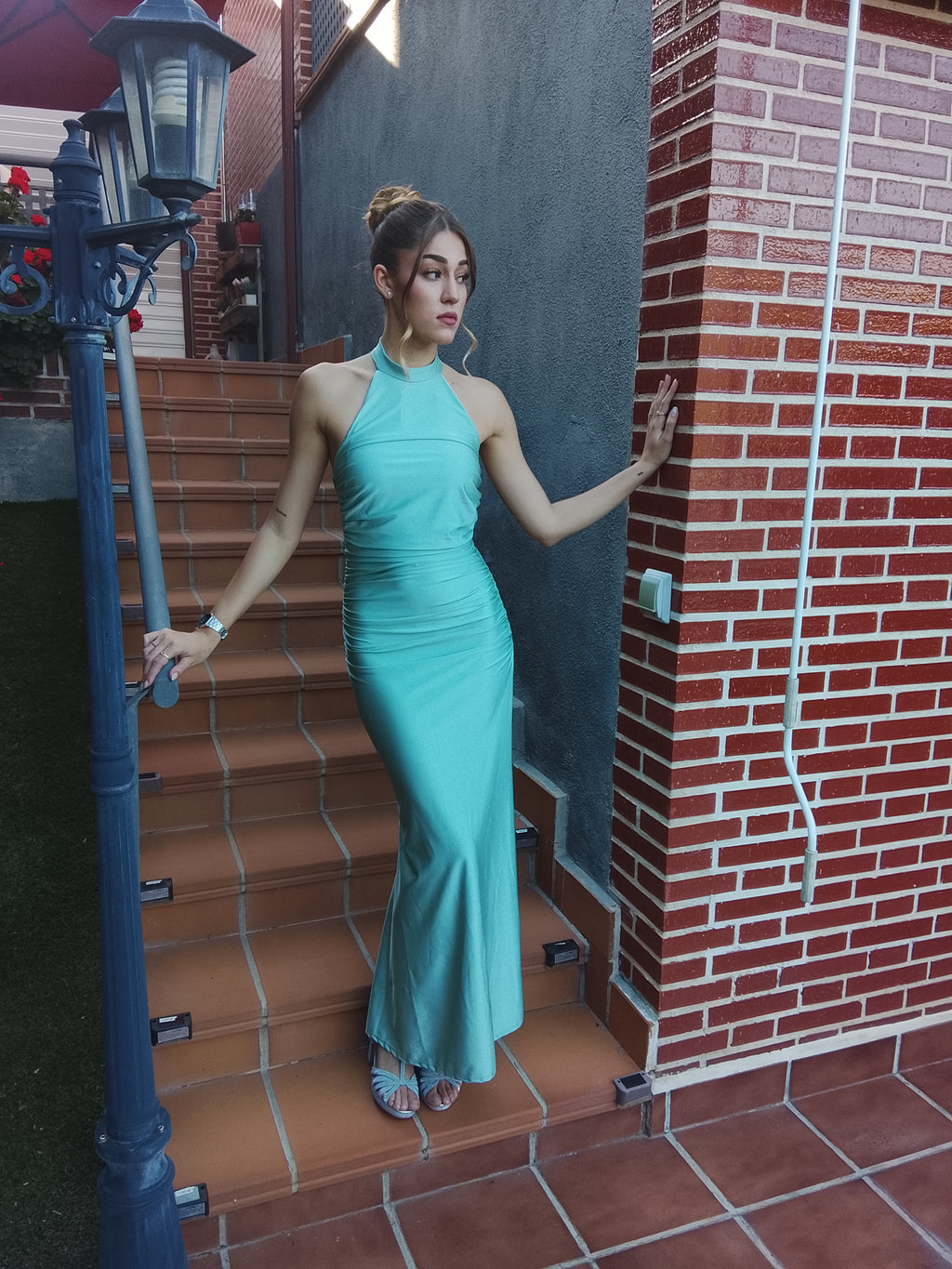 Vestido largo Uxía  Menta