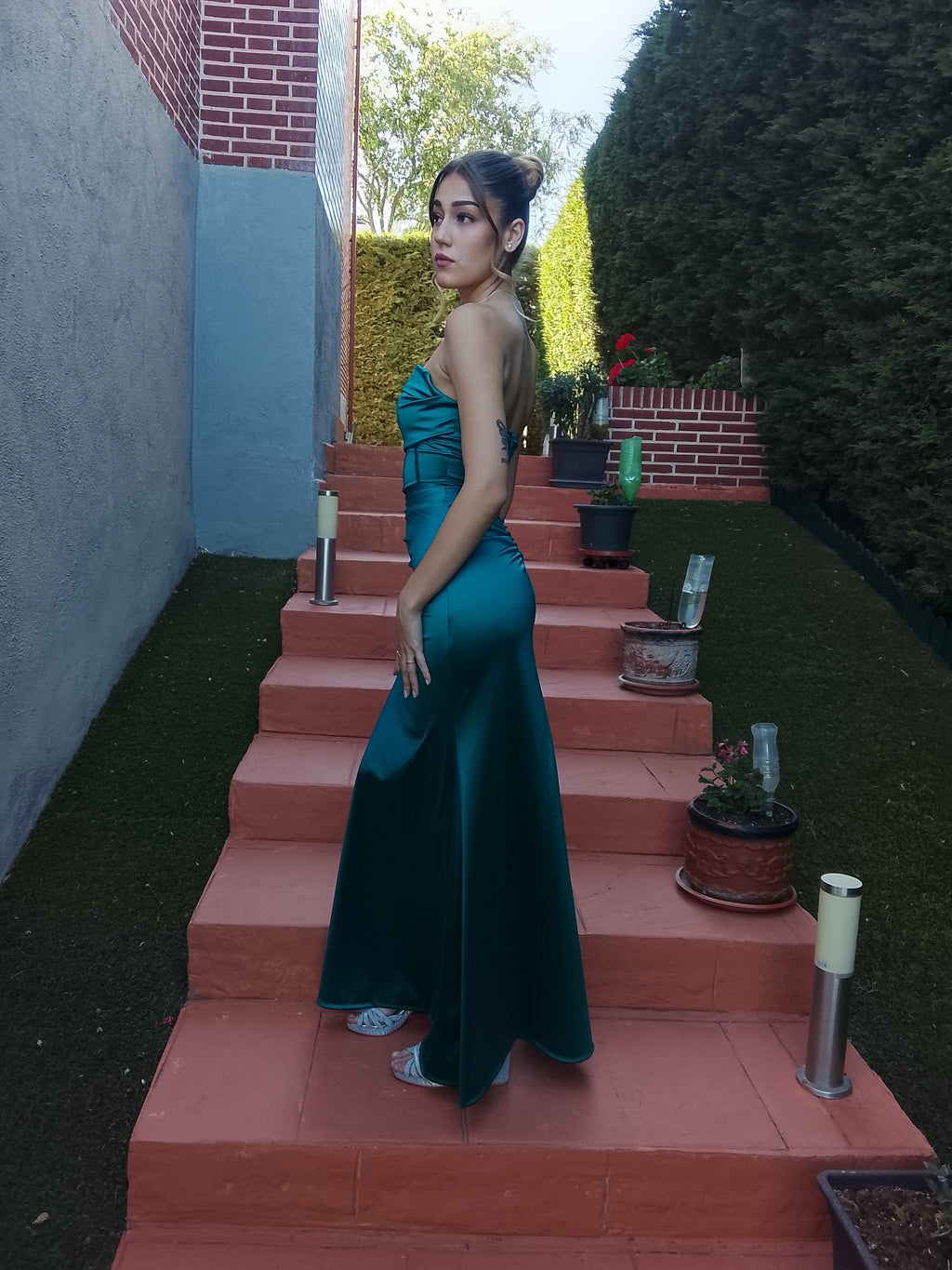 Vestido largo Dafne petróleo