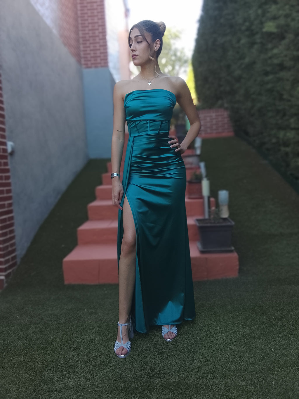 Vestido largo Dafne petróleo