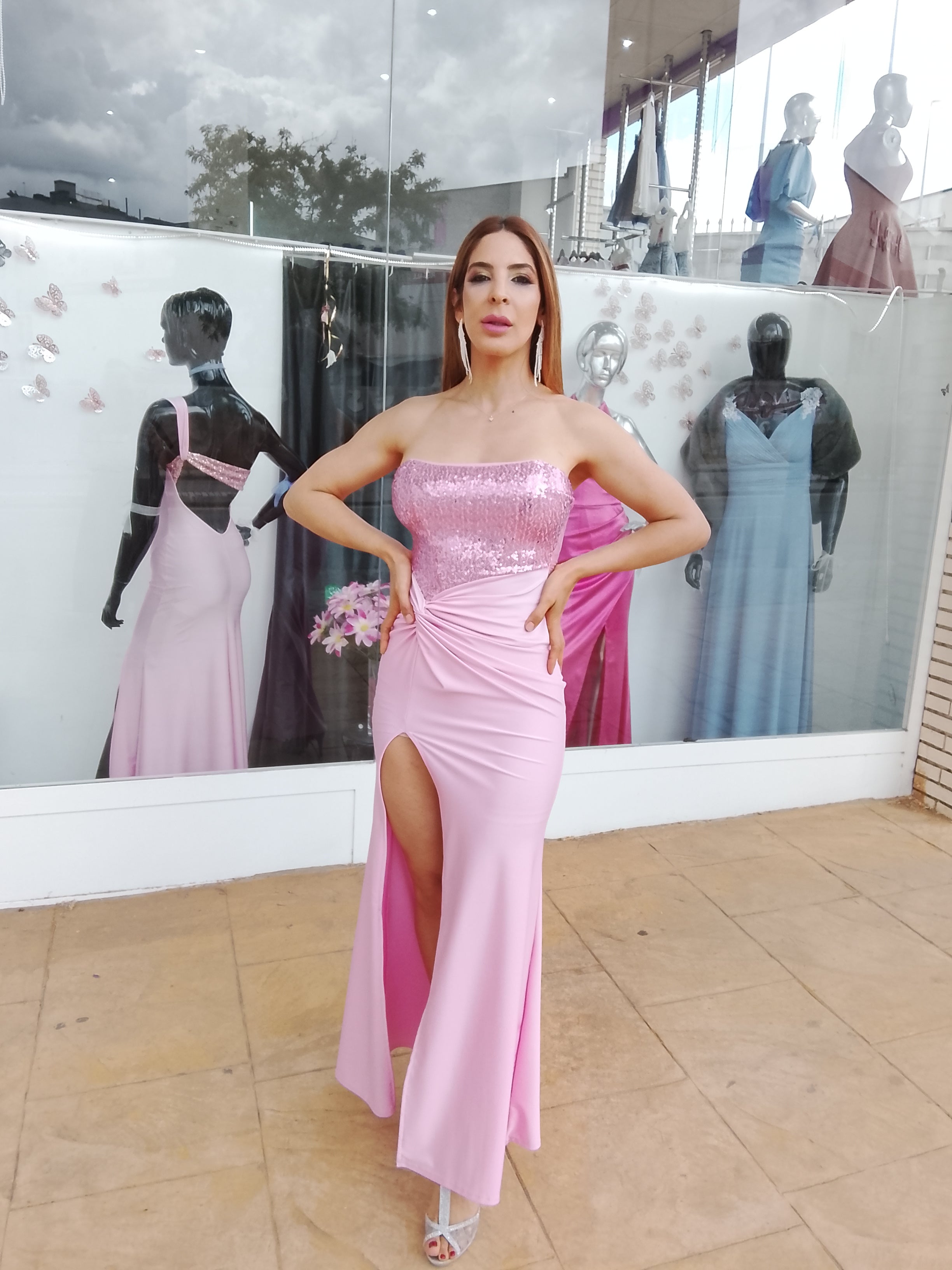 Vestido largo Veroh rosa