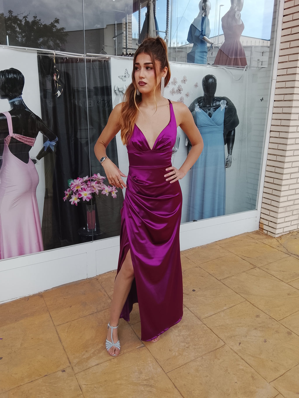 Vestido largo Jay cereza