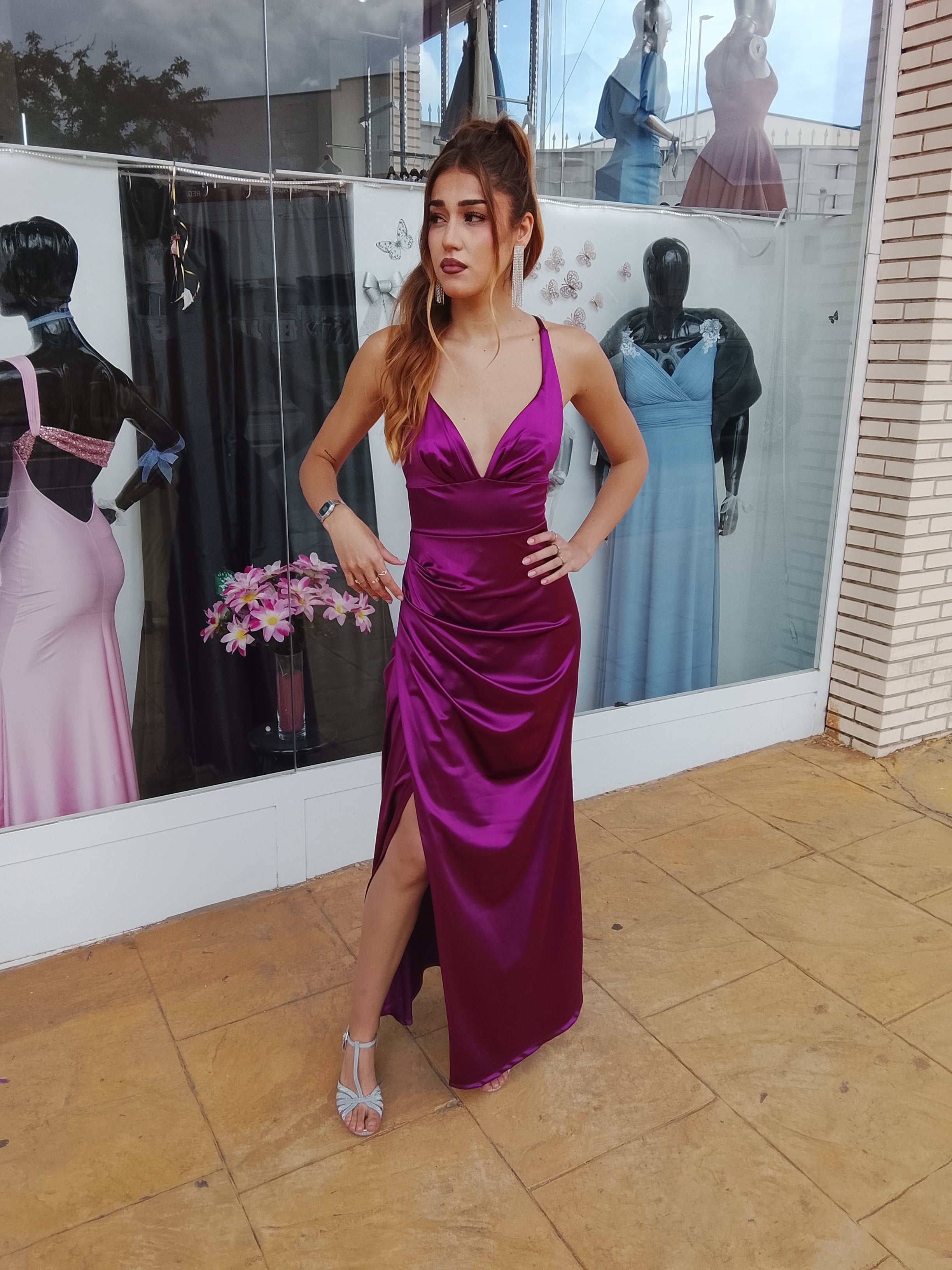 Vestido largo Jay cereza