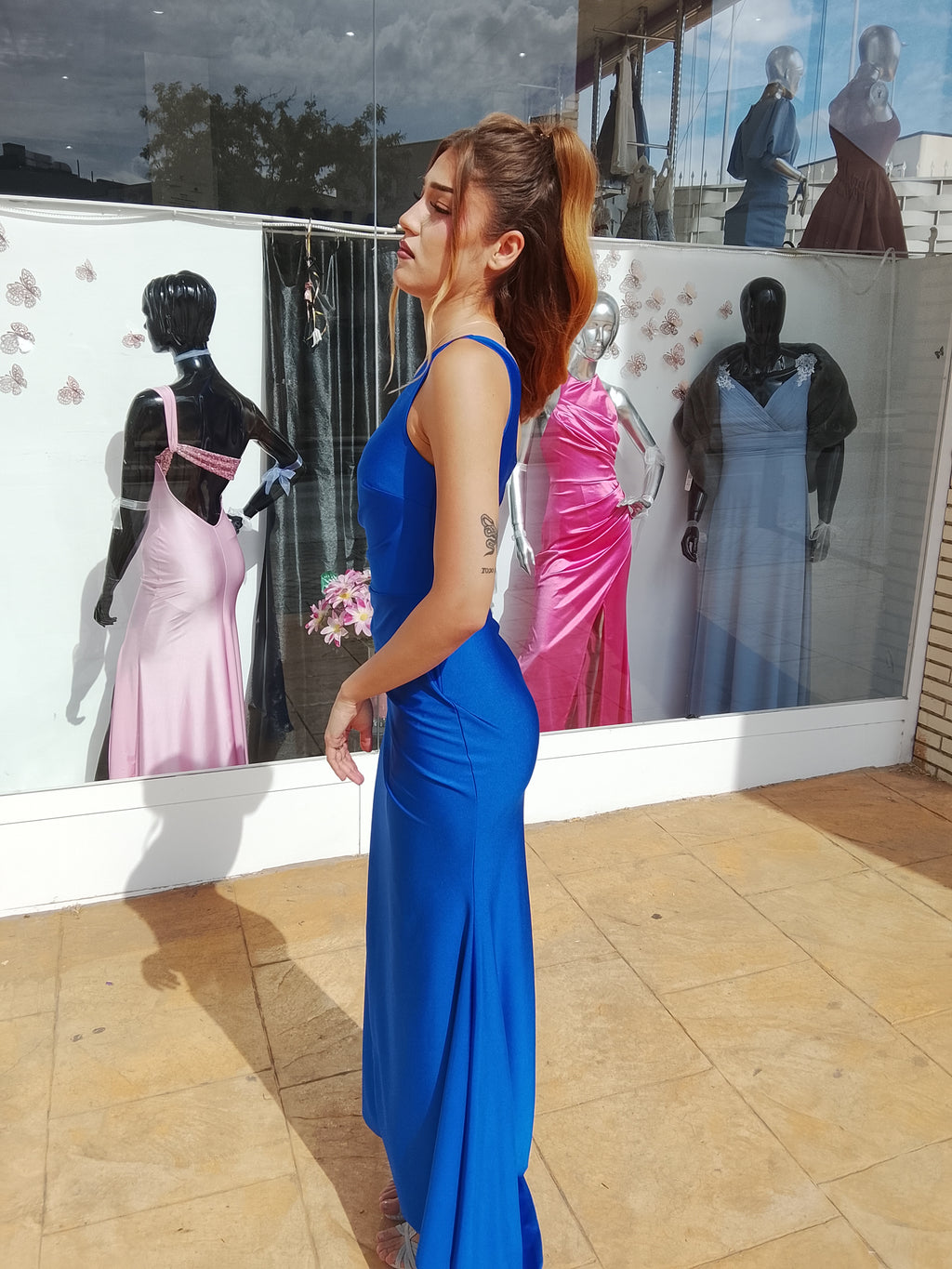 Vestido largo Minerva azulón