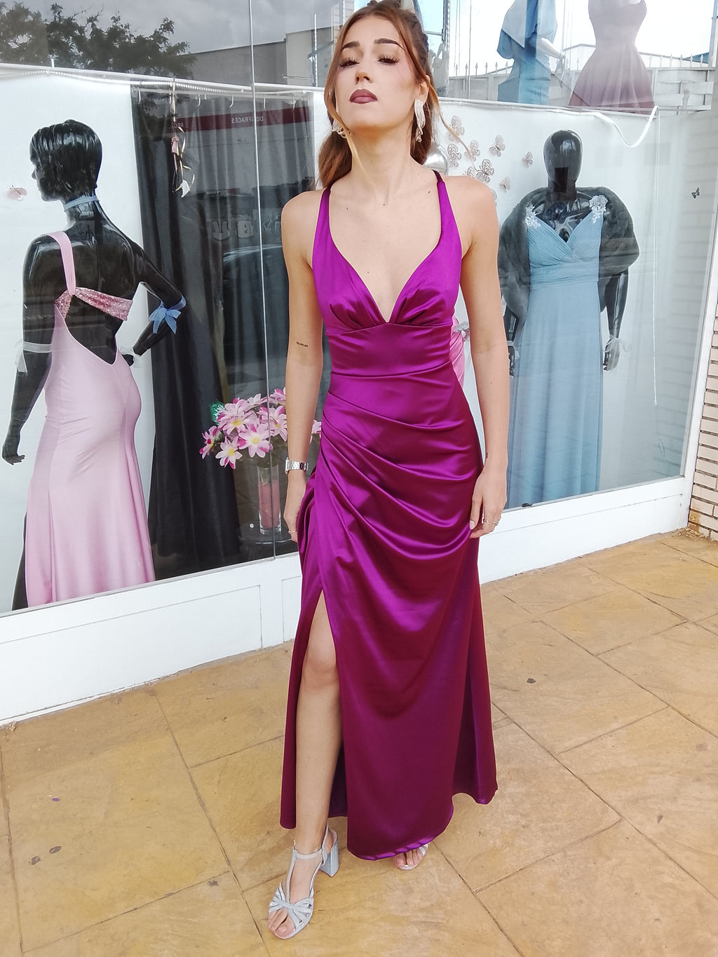Vestido largo Jay cereza