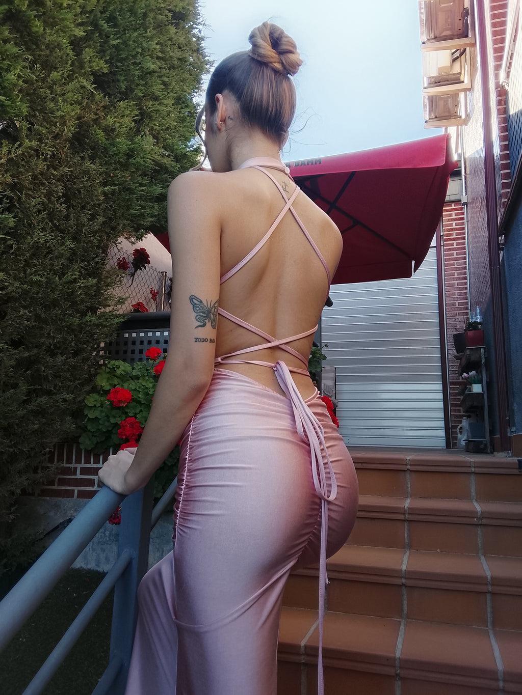 Vestido largo Uxía Rosa