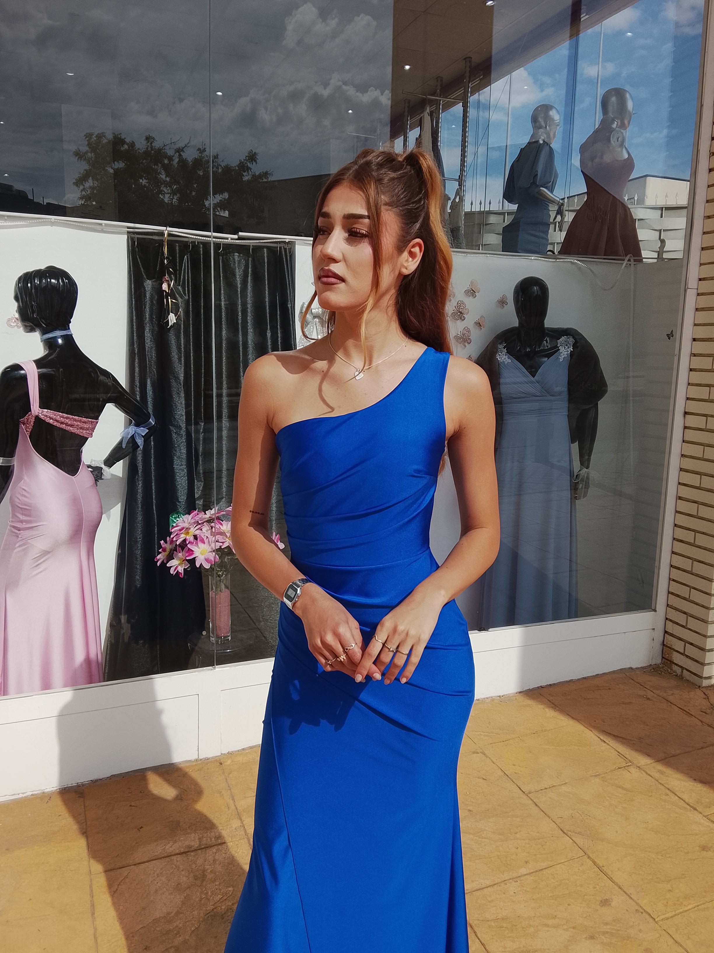 Vestido largo Minerva azulón