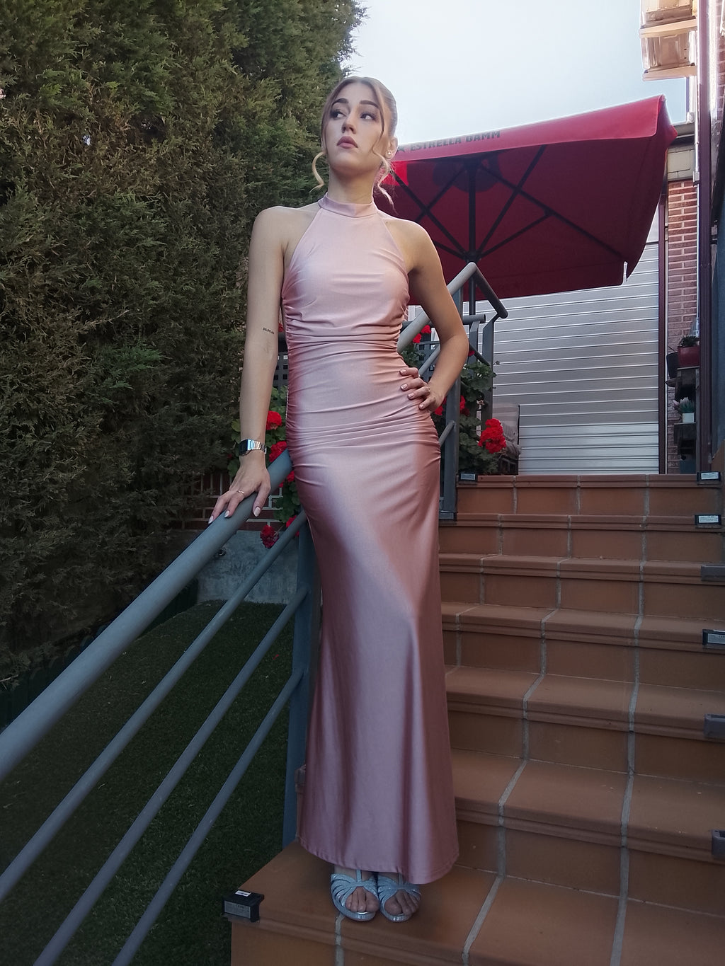 Vestido largo Uxía Rosa