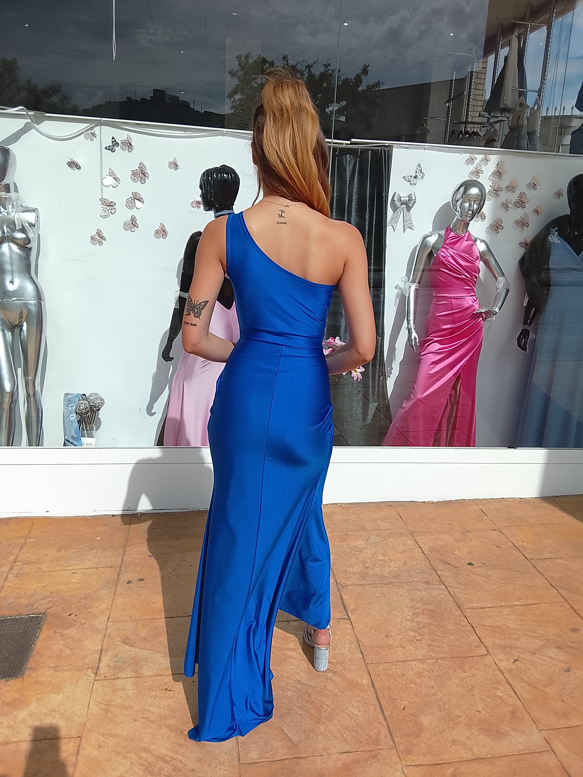 Vestido largo Minerva azulón