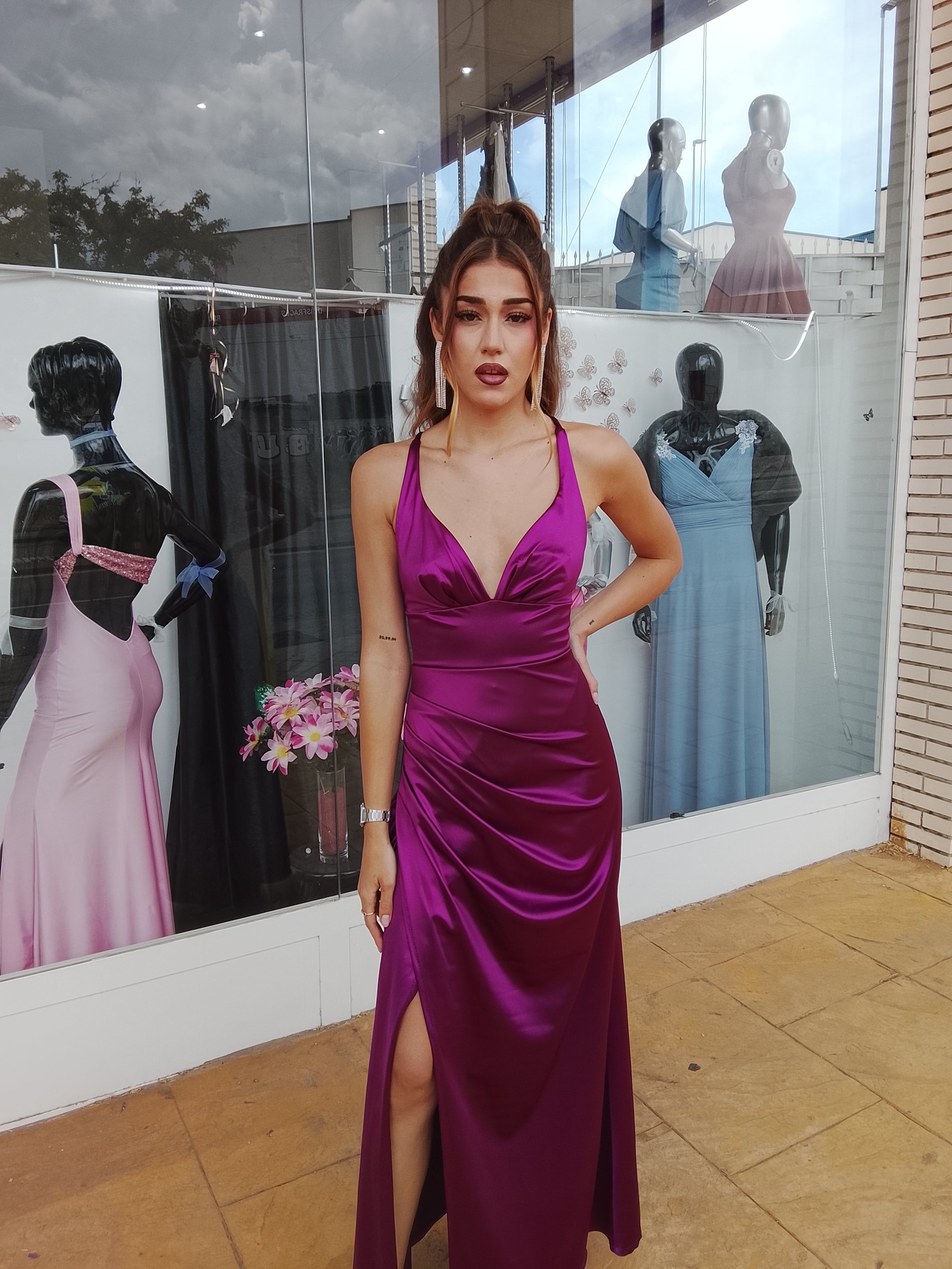 Vestido largo Jay cereza