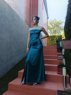 Vestido largo Dafne petróleo