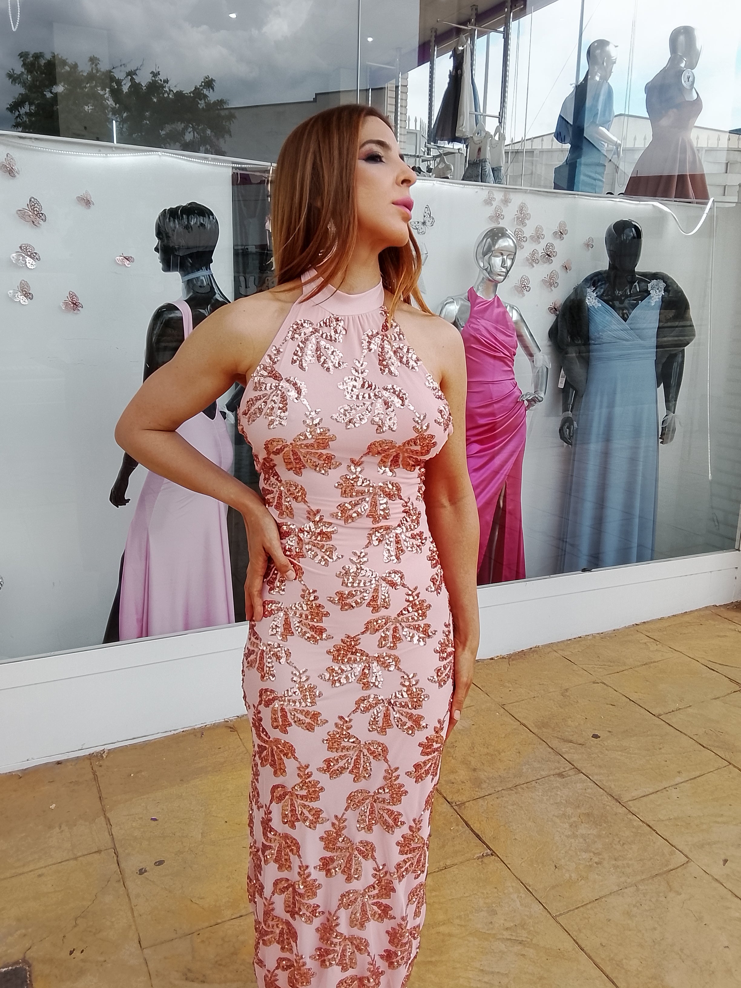 Vestido largo Agatha rosa