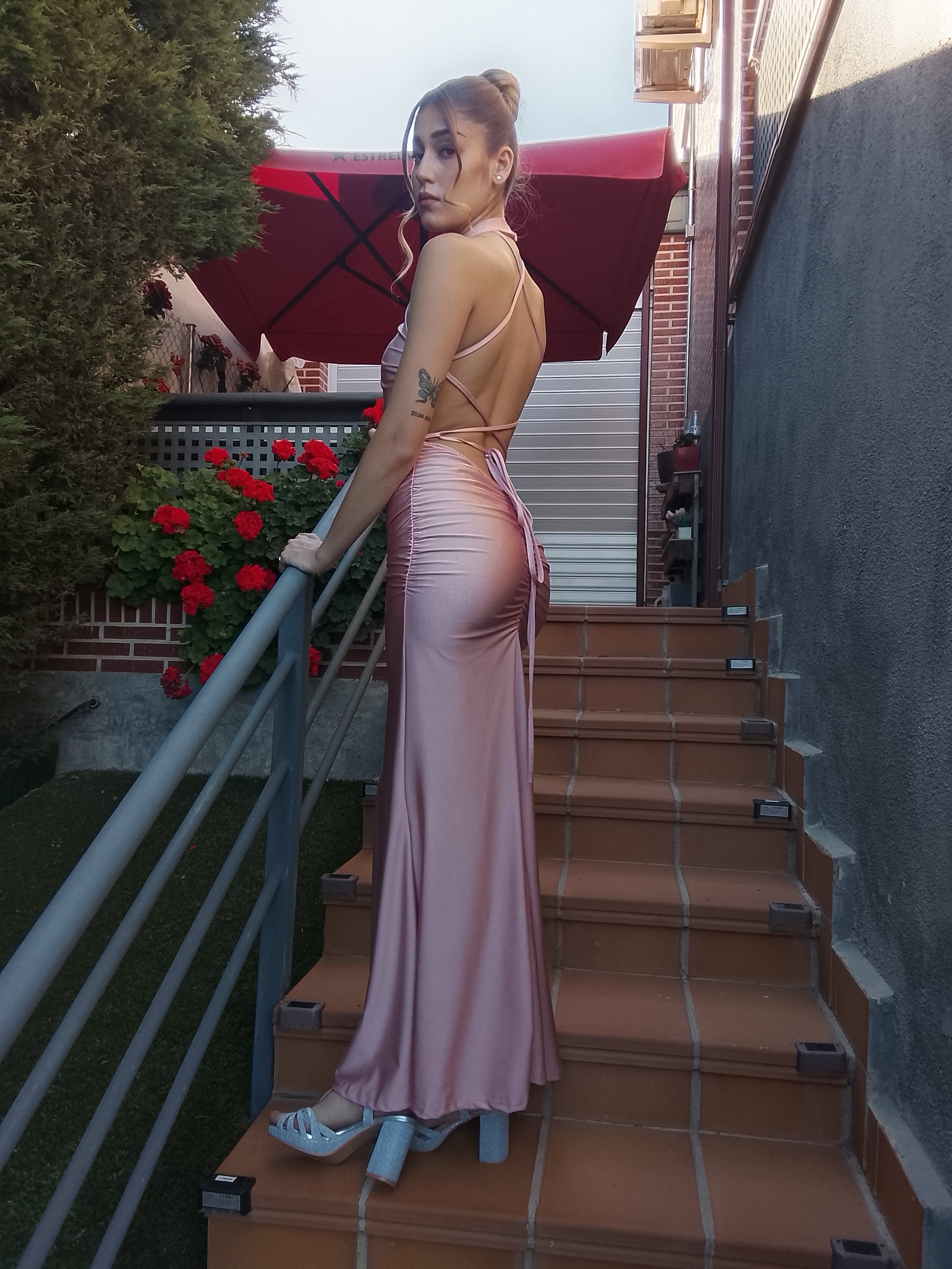 Vestido largo Uxía Rosa