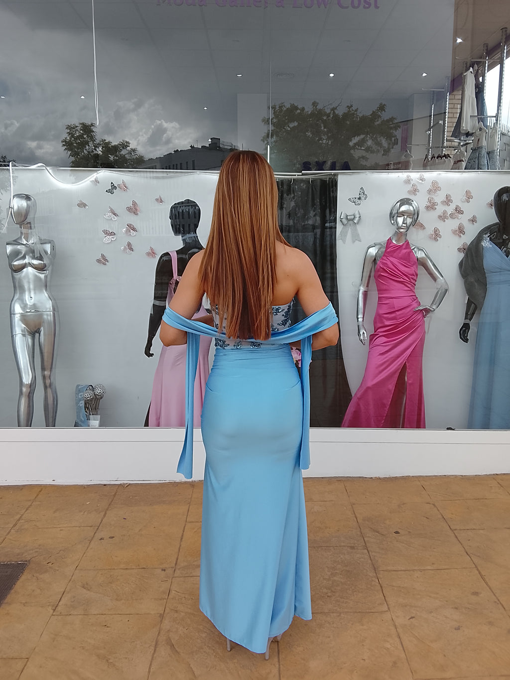 Vestido largo Sicilia celeste y + colores