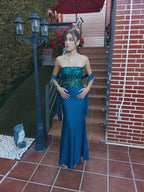 Vestido largo Sicilia petróleo