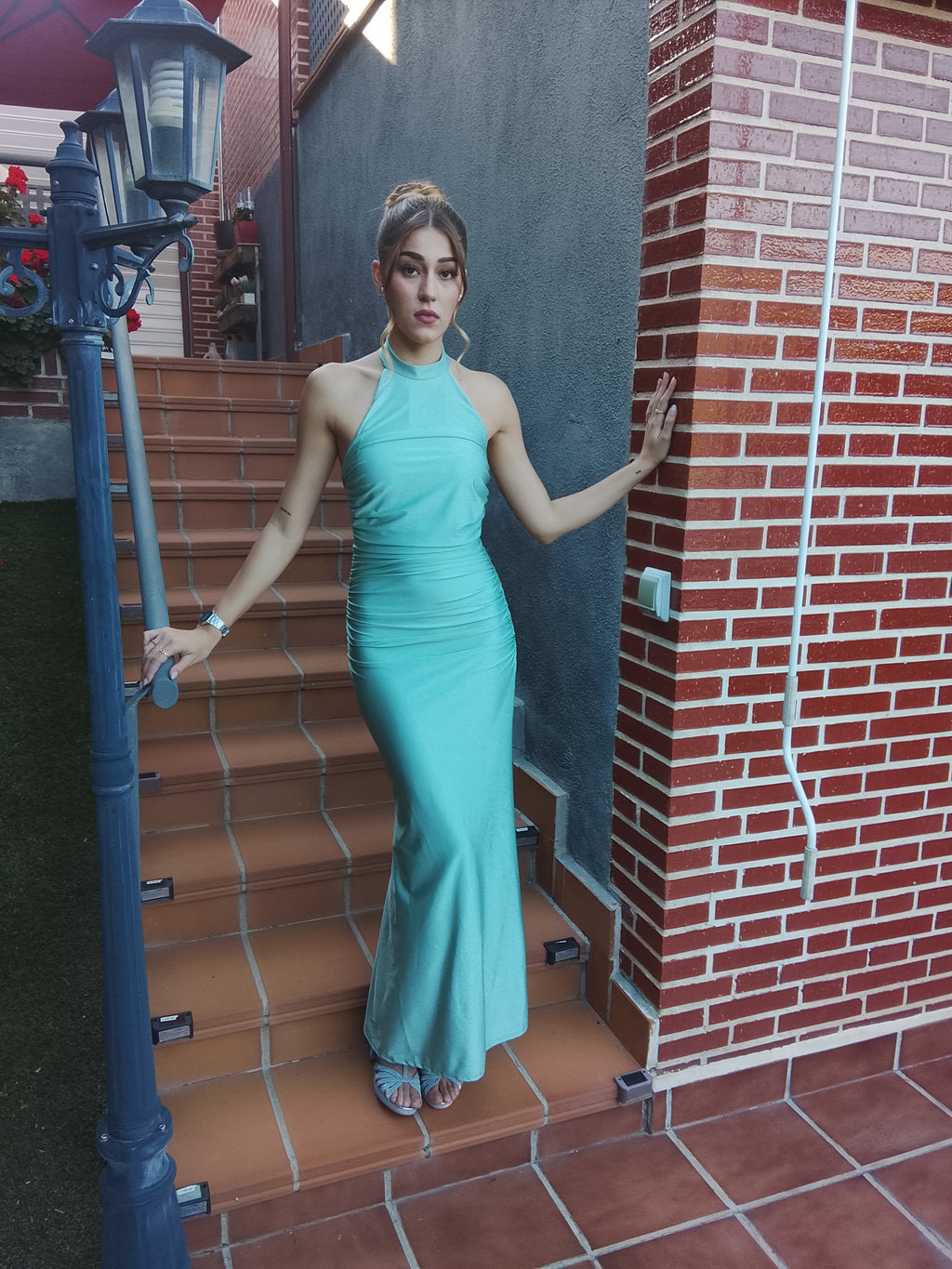 Vestido largo Uxía  Menta