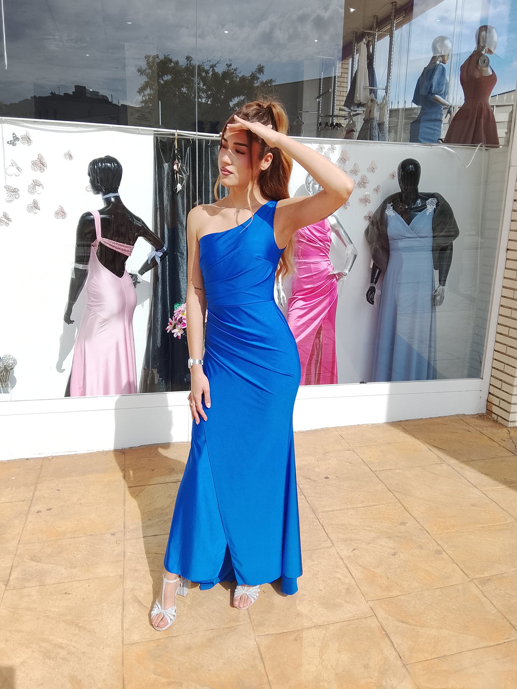 Vestido largo Minerva azulón