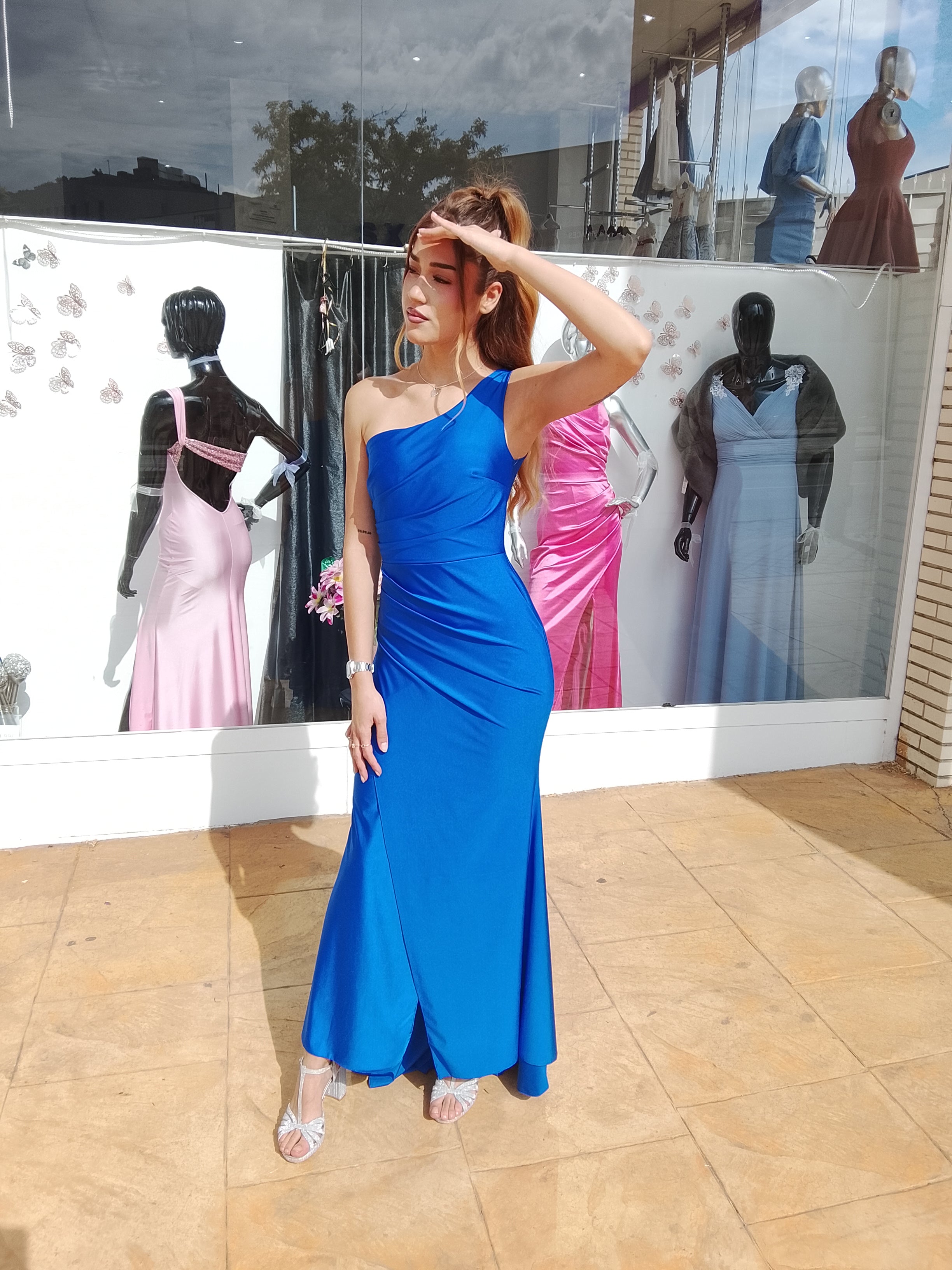 Vestido largo Minerva azulón