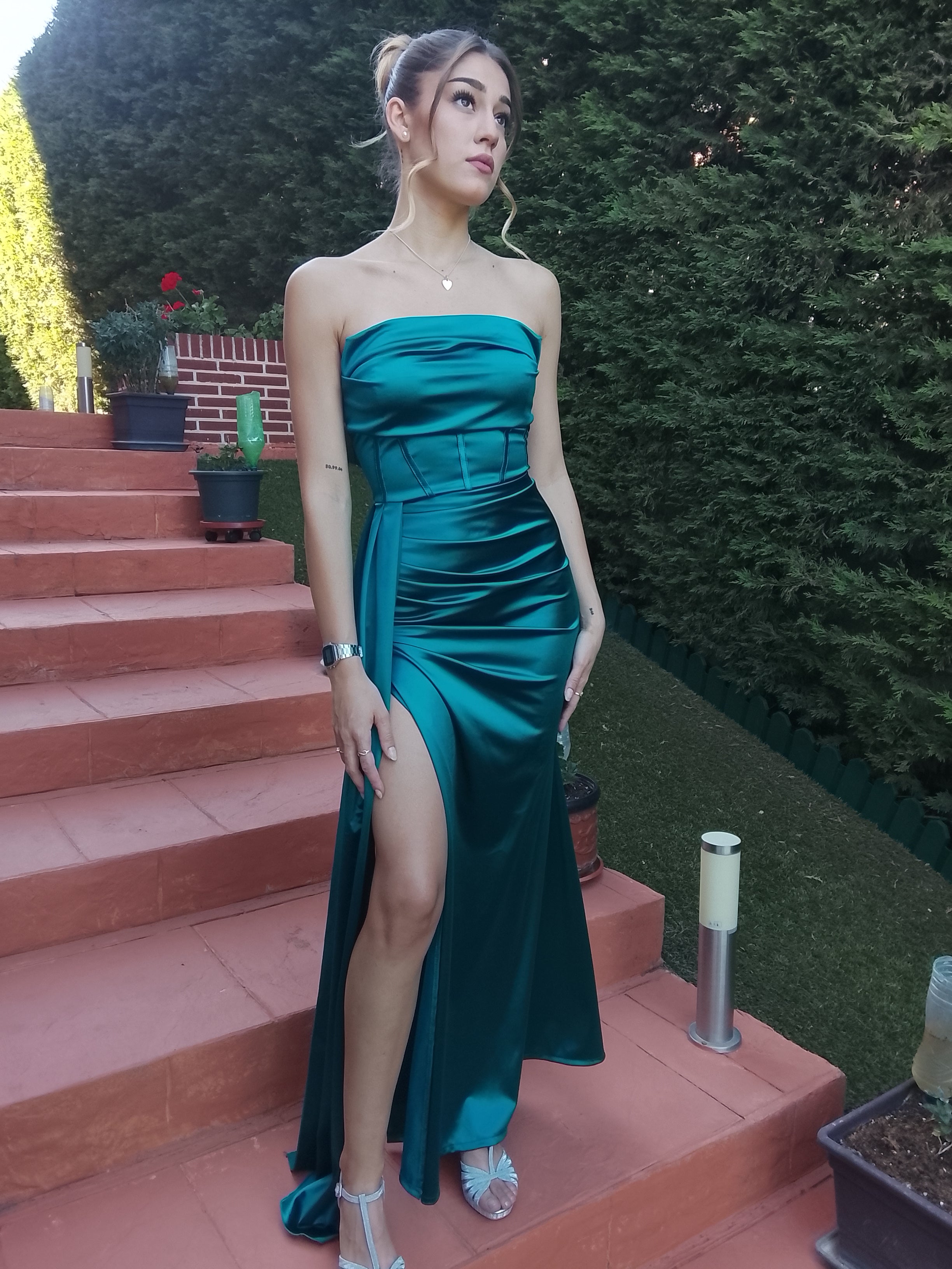 Vestido largo Dafne petróleo