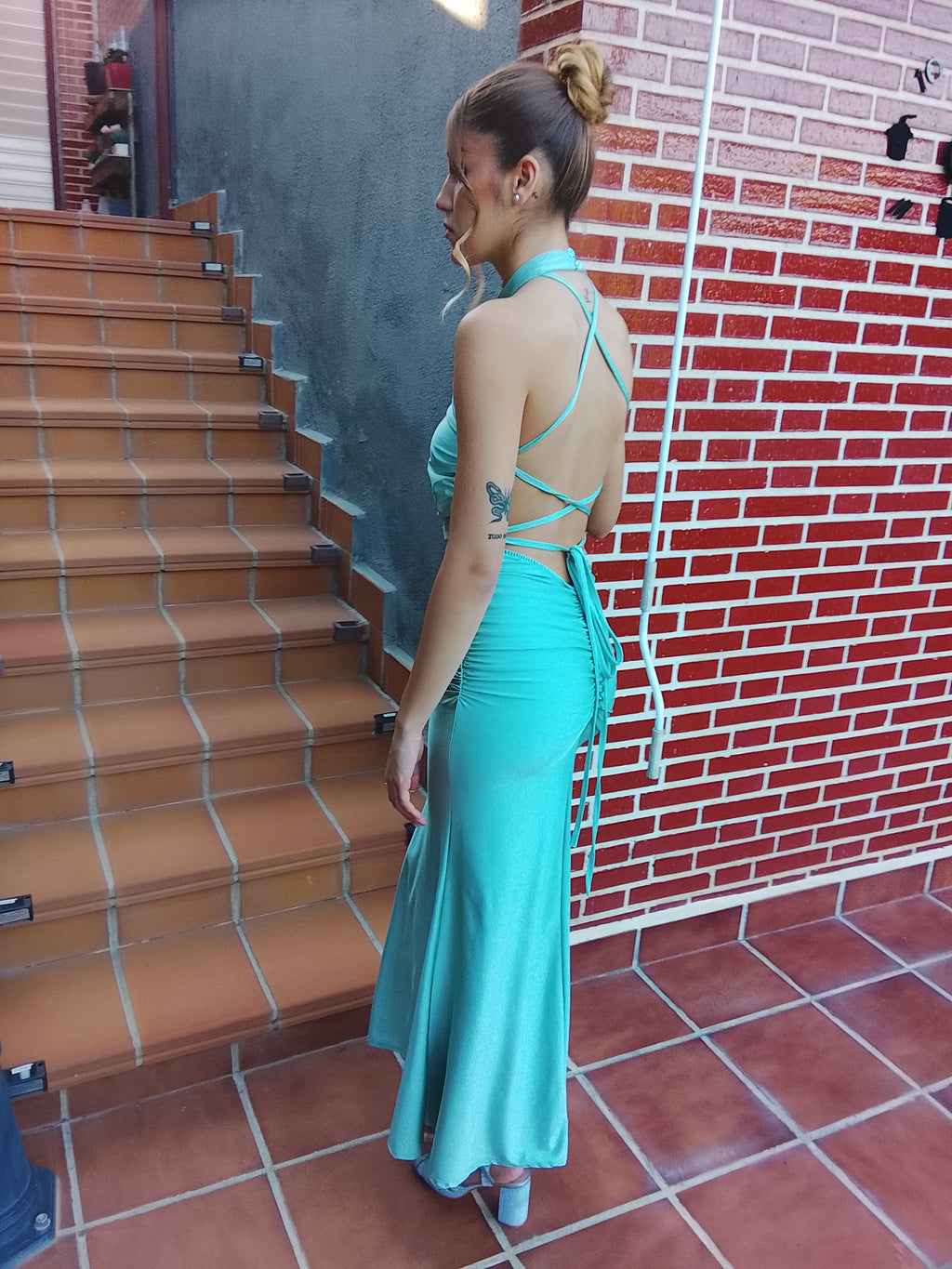 Vestido largo Uxía  Menta