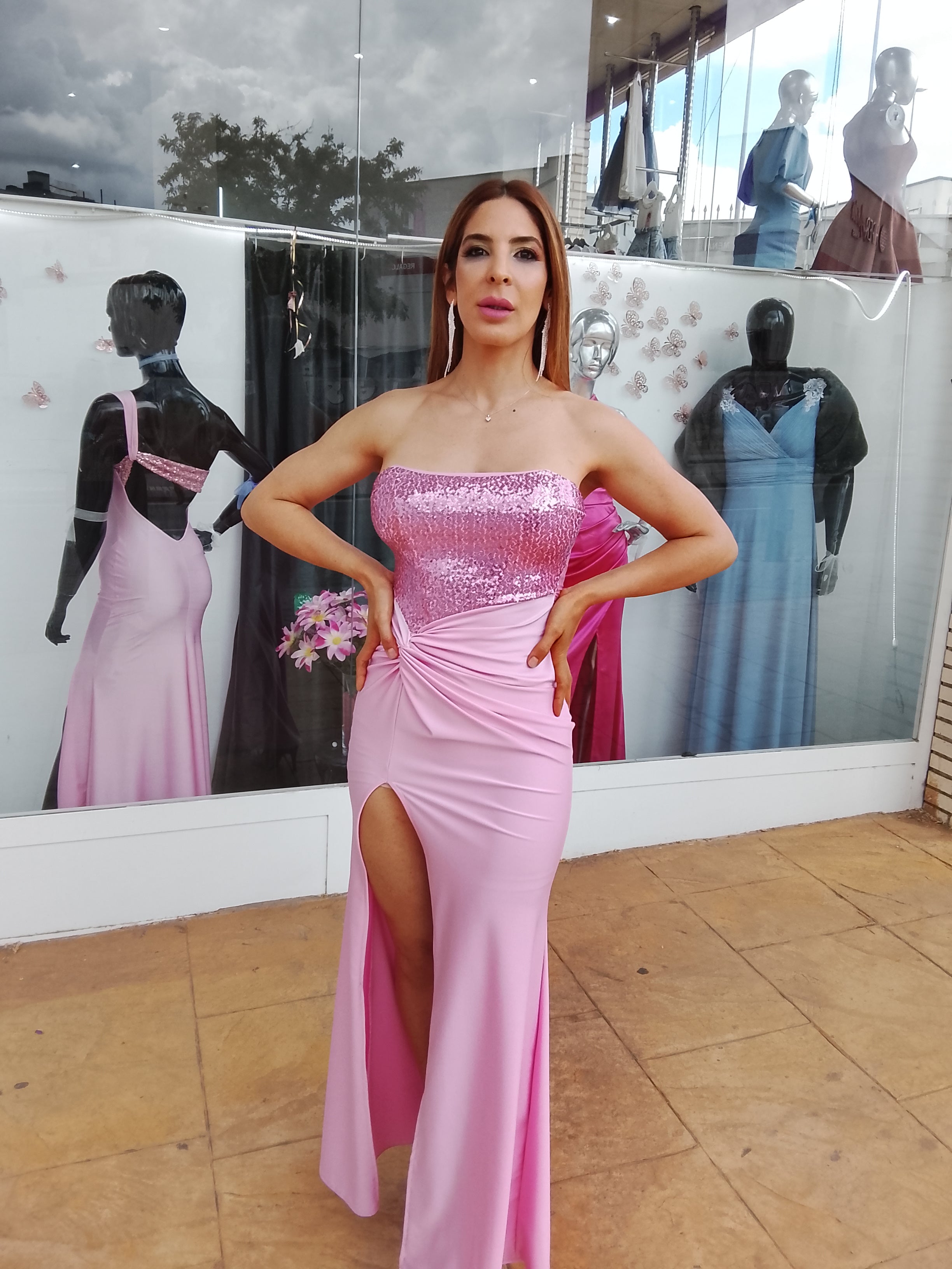 Vestido largo Veroh rosa