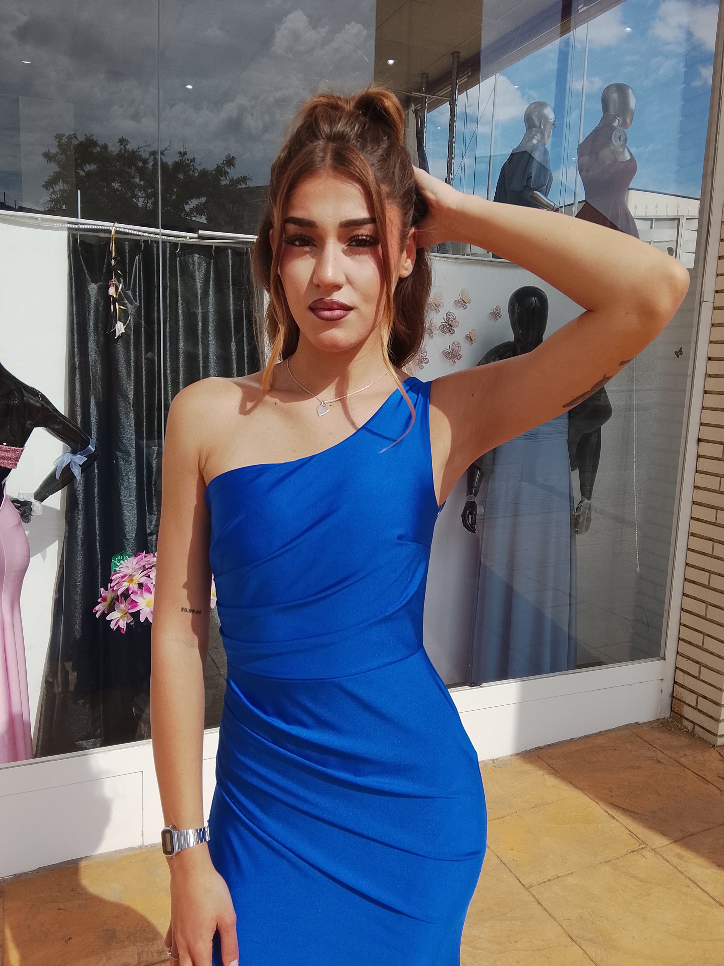 Vestido largo Minerva azulón