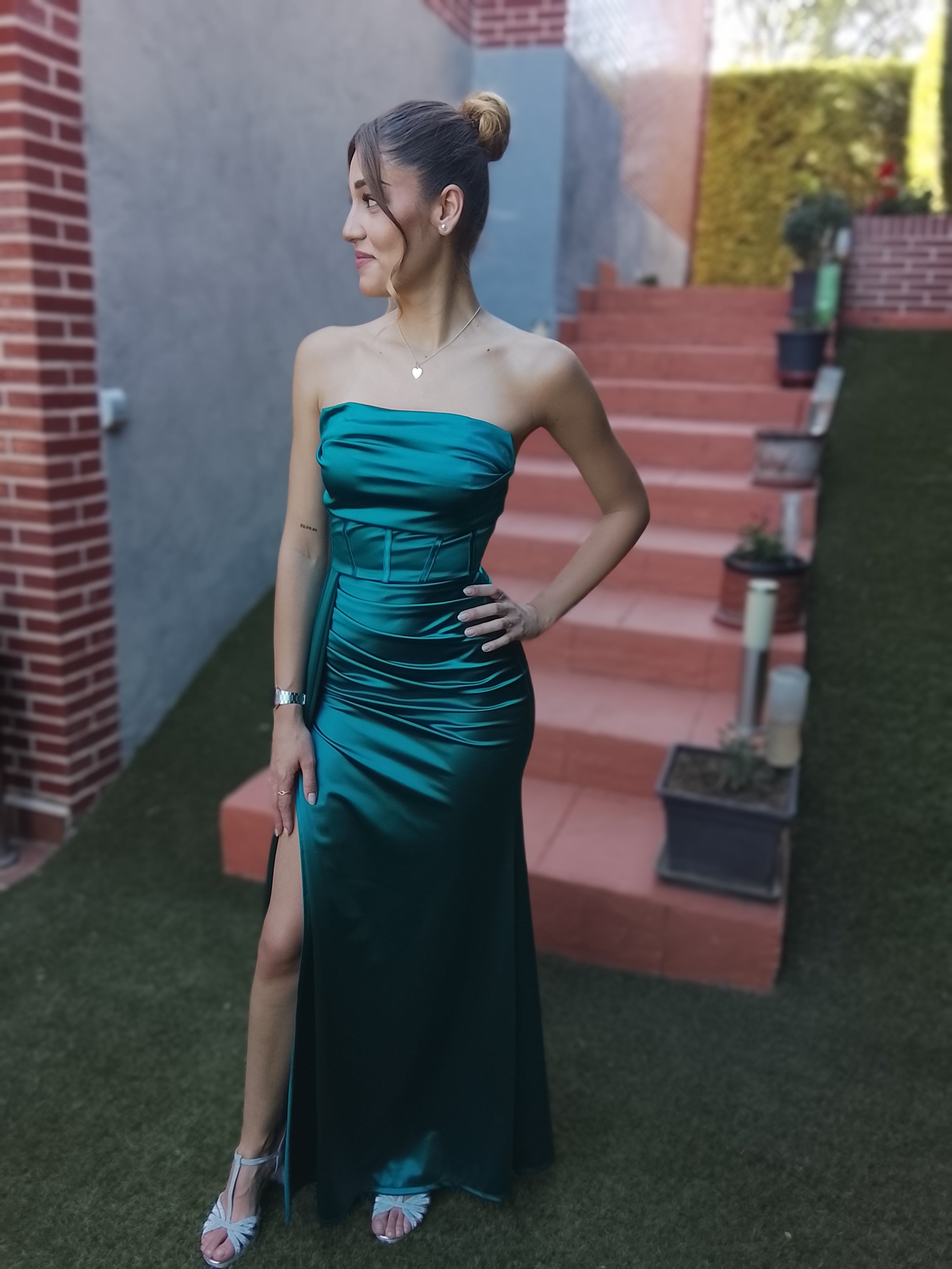 Vestido largo Dafne petróleo