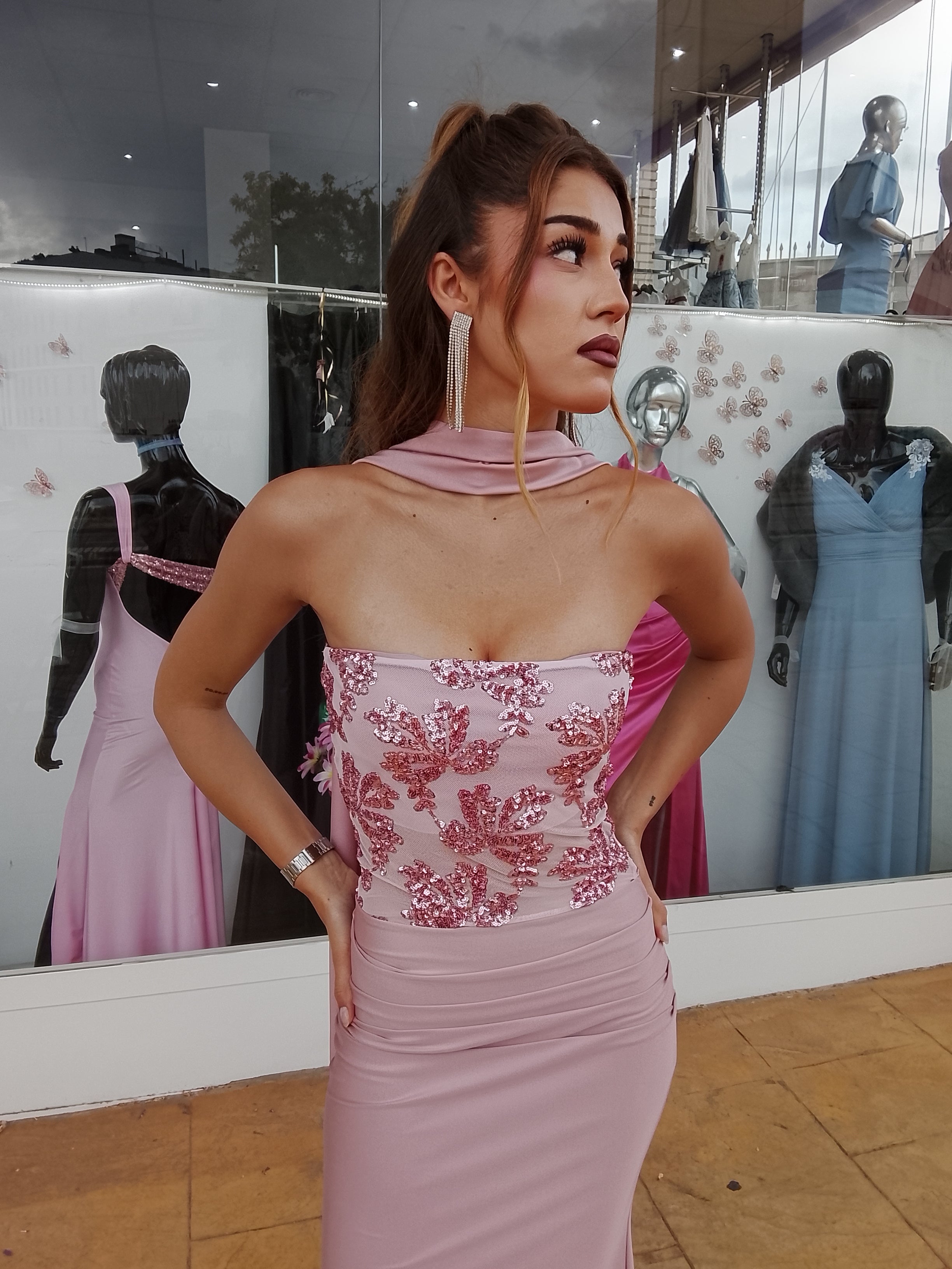 Vestido largo Sicilia Rosa
