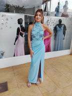 Vestido largo Gisela celeste