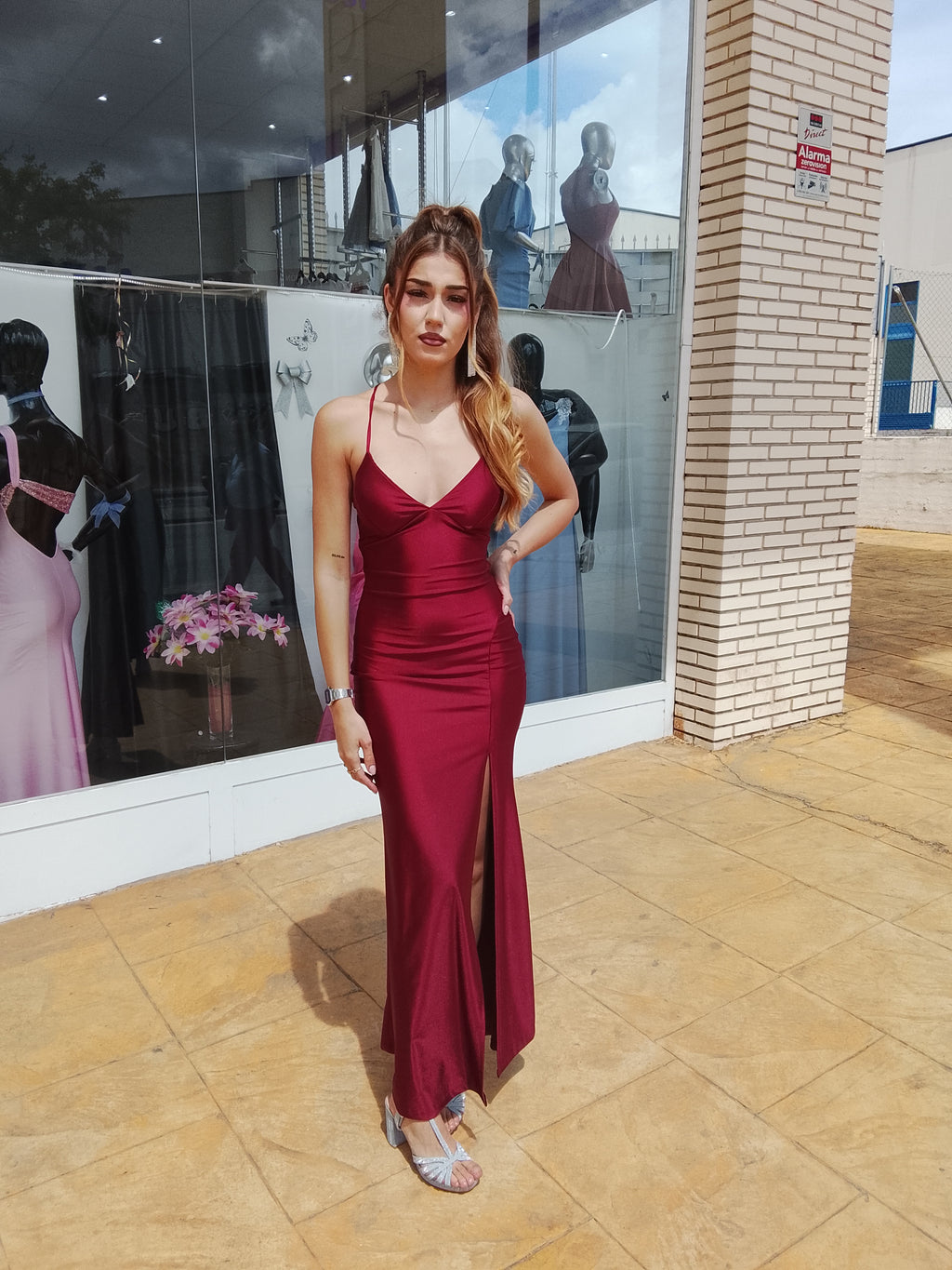 Vestido largo Noa burdeos