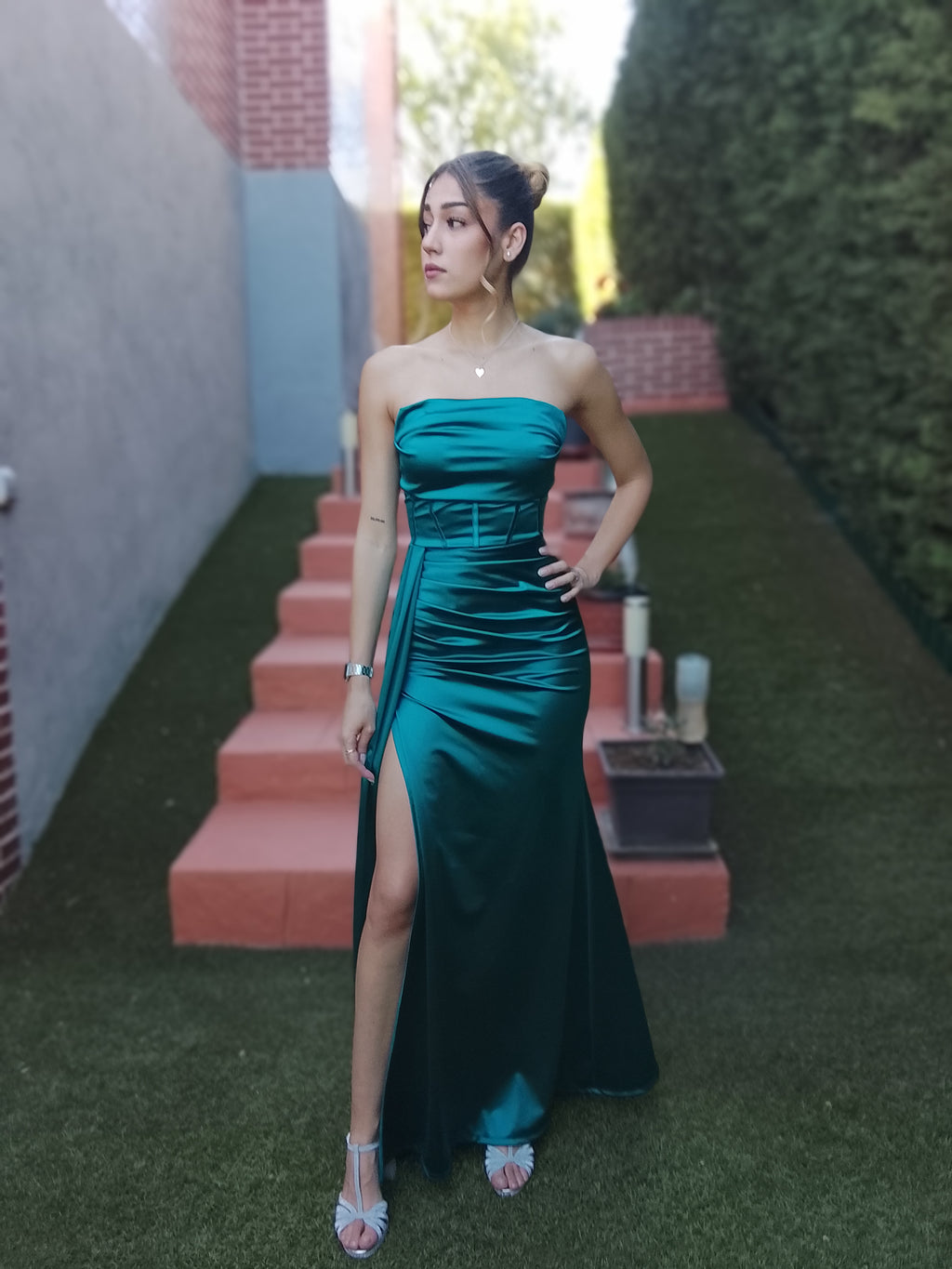 Vestido largo Dafne petróleo