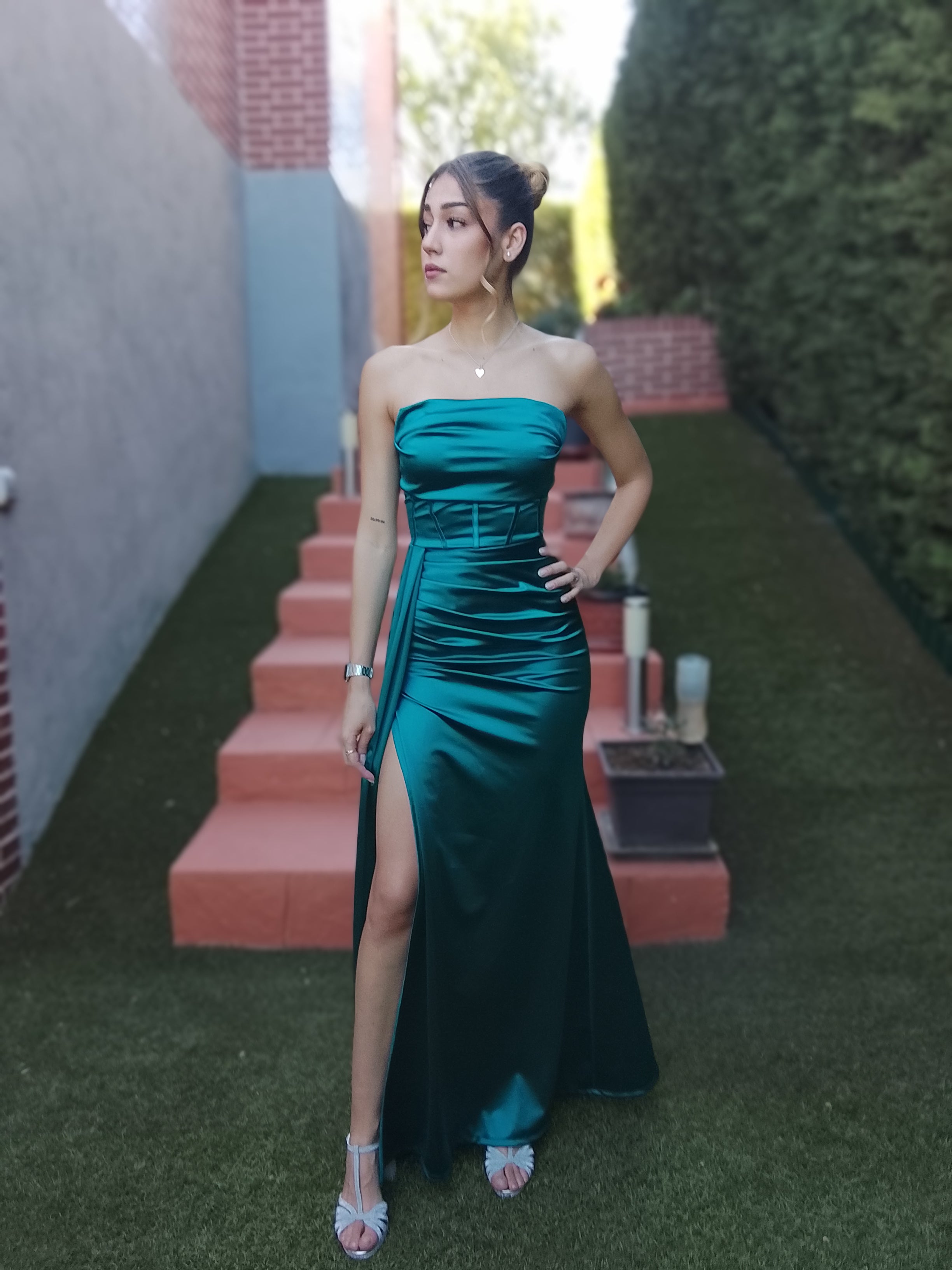 Vestido largo Dafne petróleo