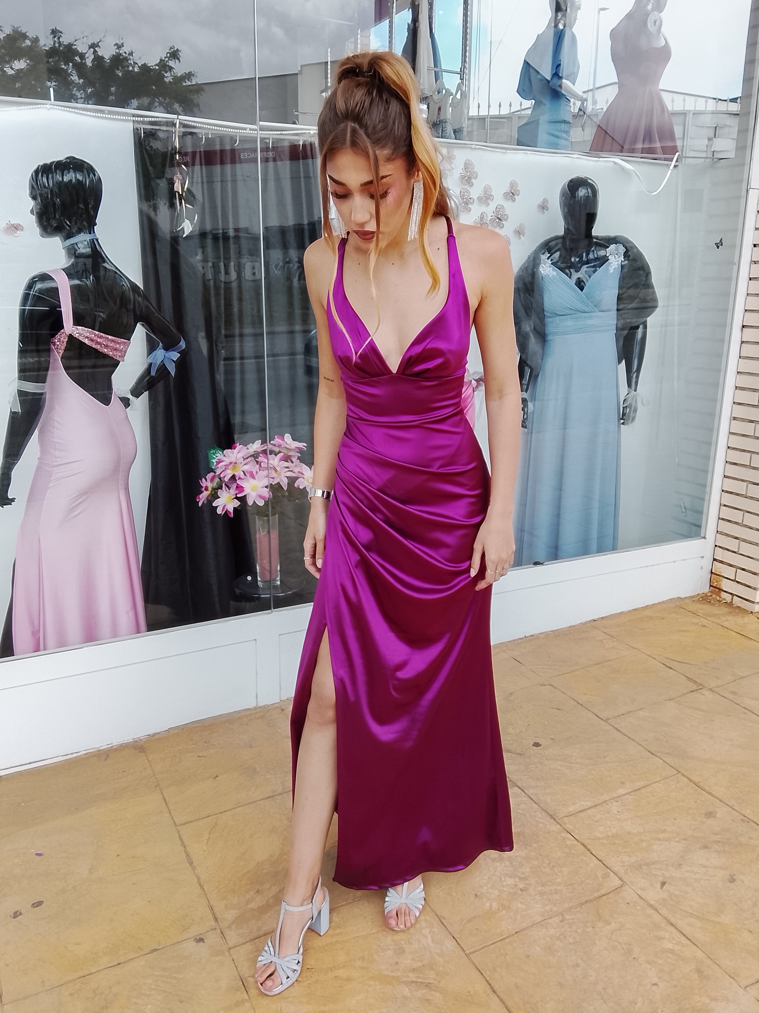 Vestido largo Jay cereza