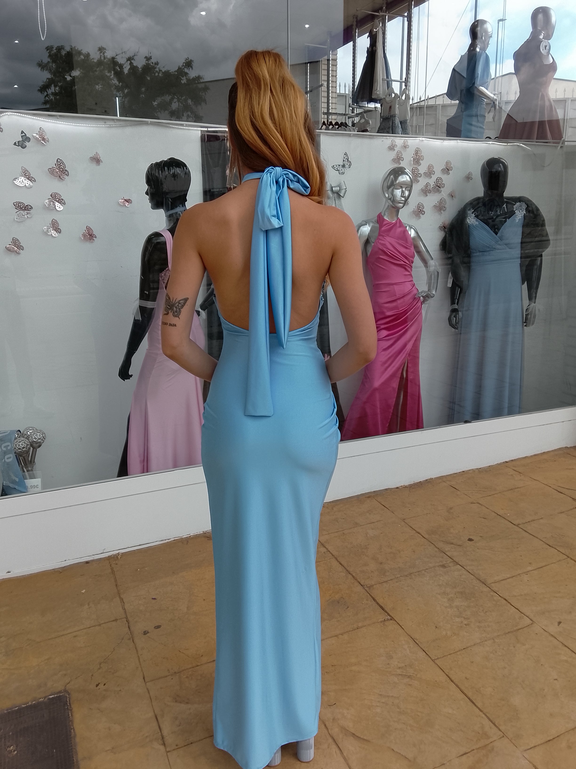 Vestido largo Gisela celeste