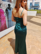 Vestido largo Satén Aura petróleo