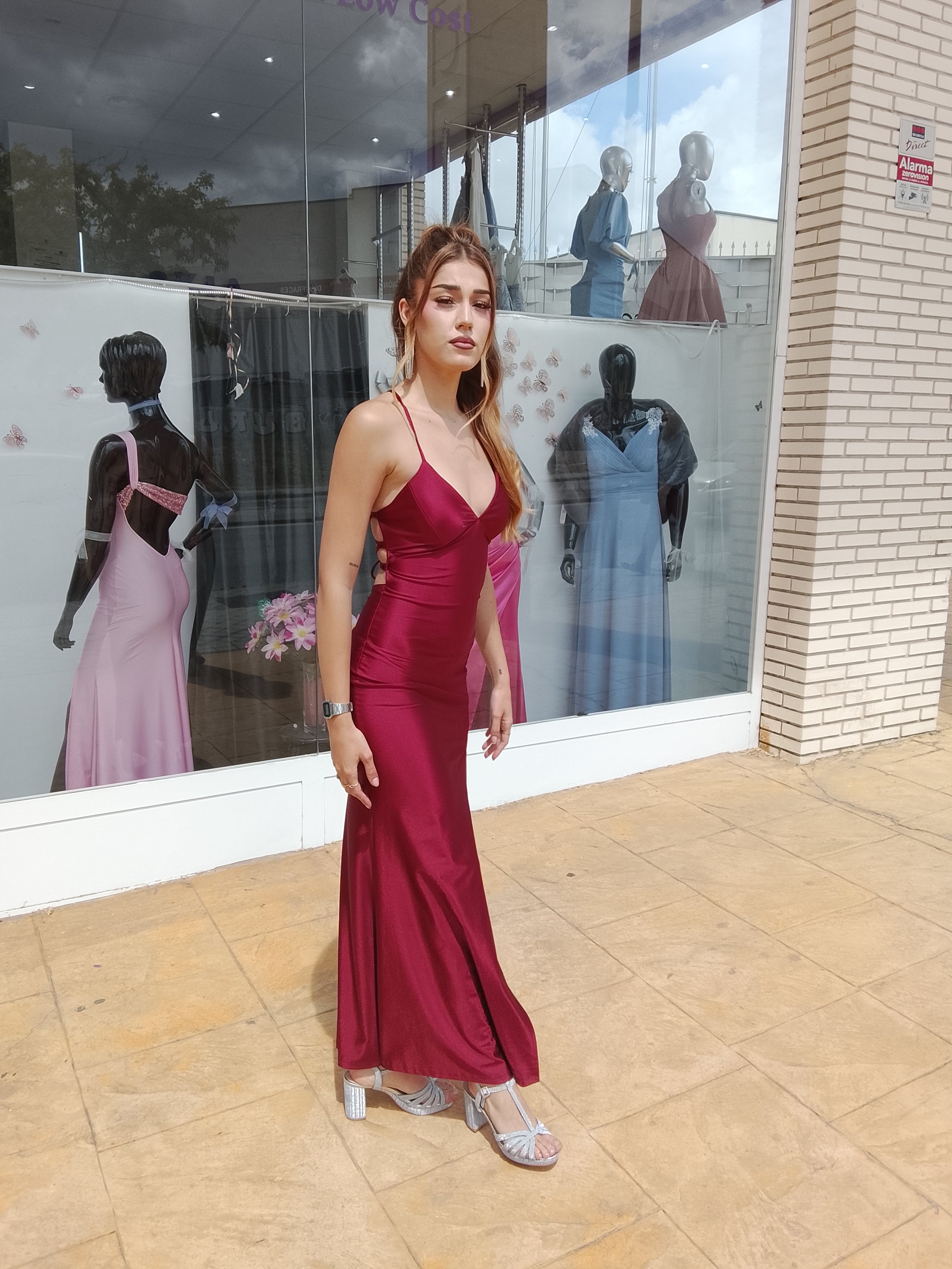 Vestido largo Noa burdeos