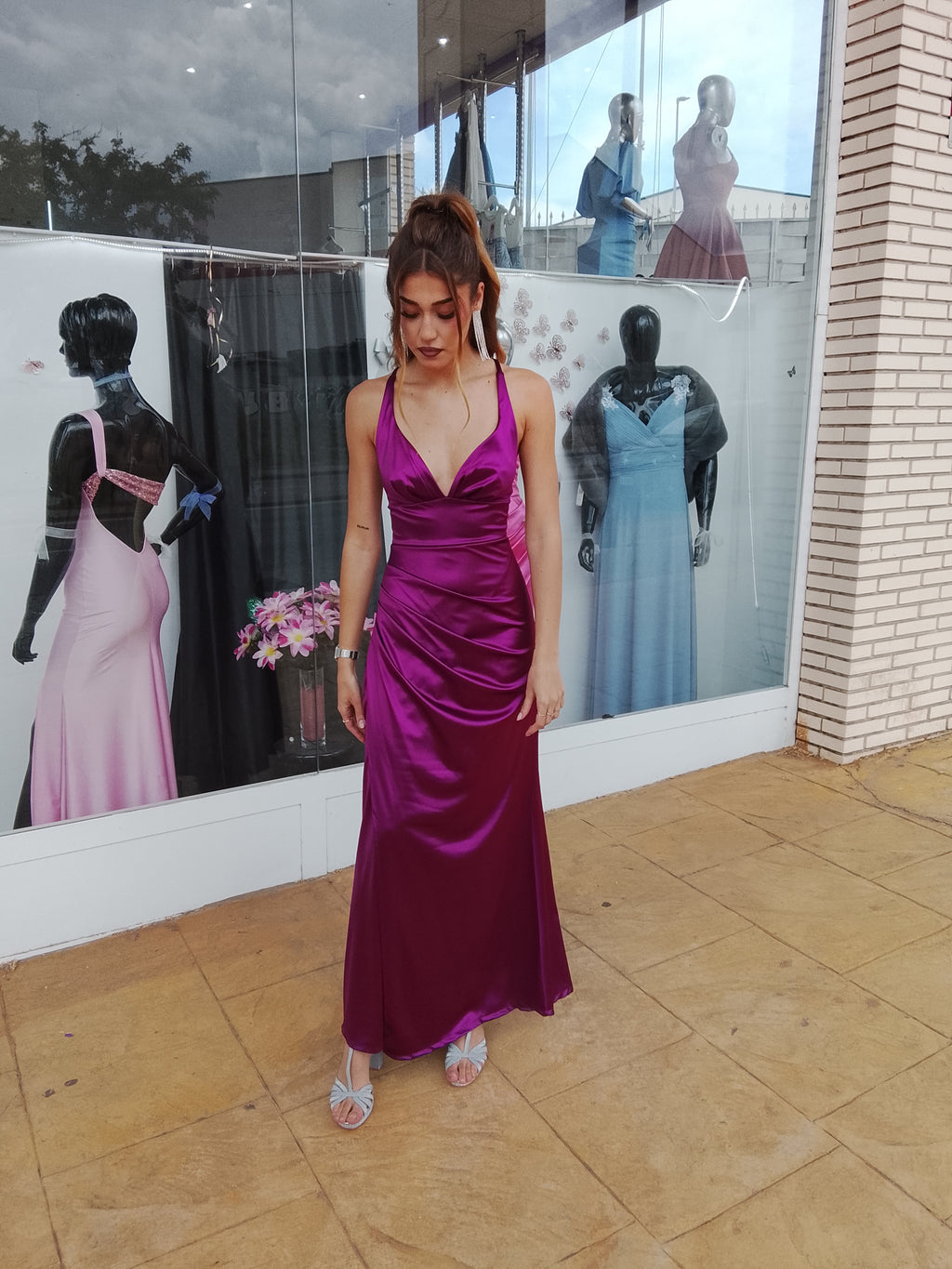 Vestido largo Jay cereza