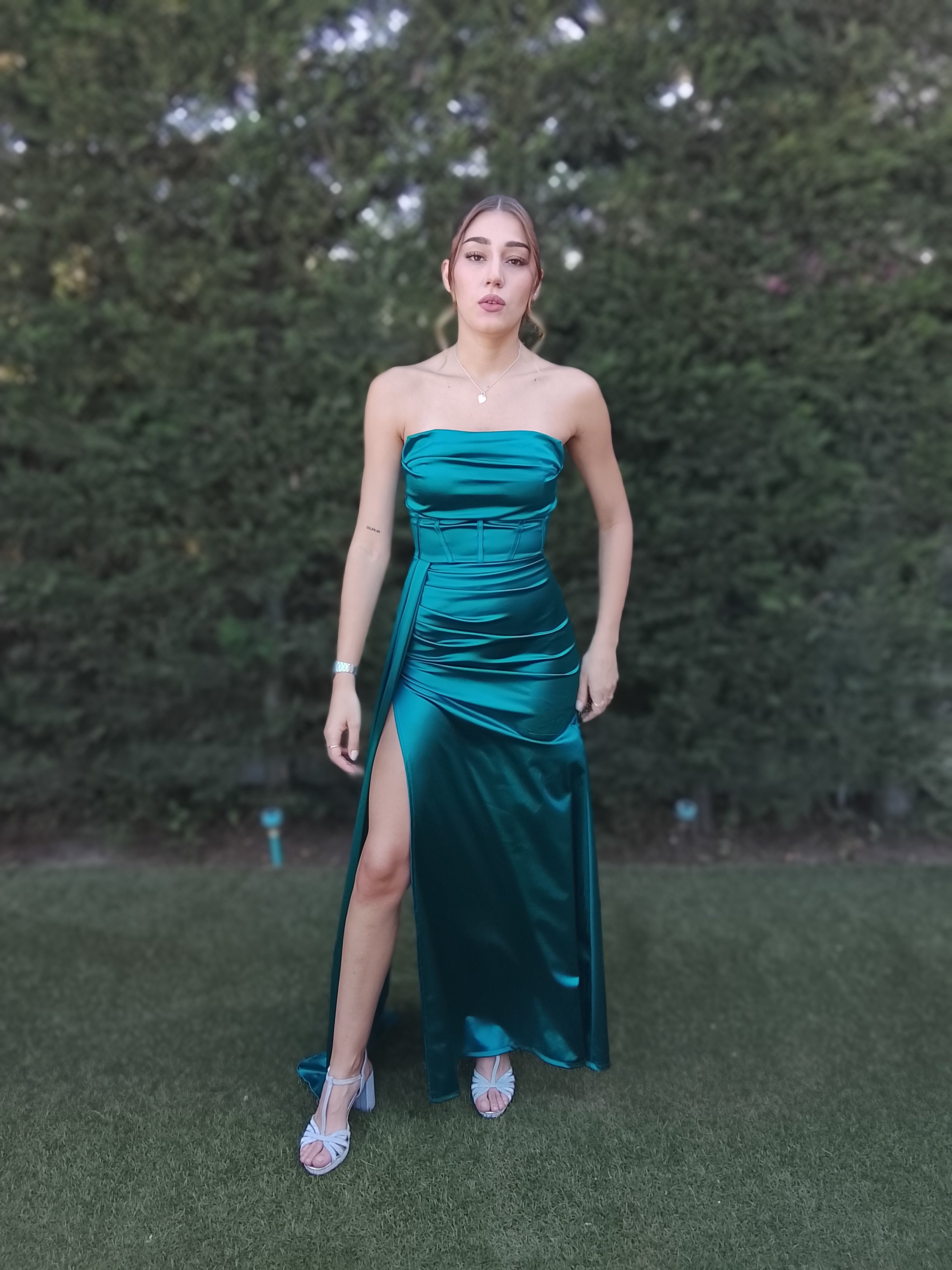 Vestido largo Dafne petróleo