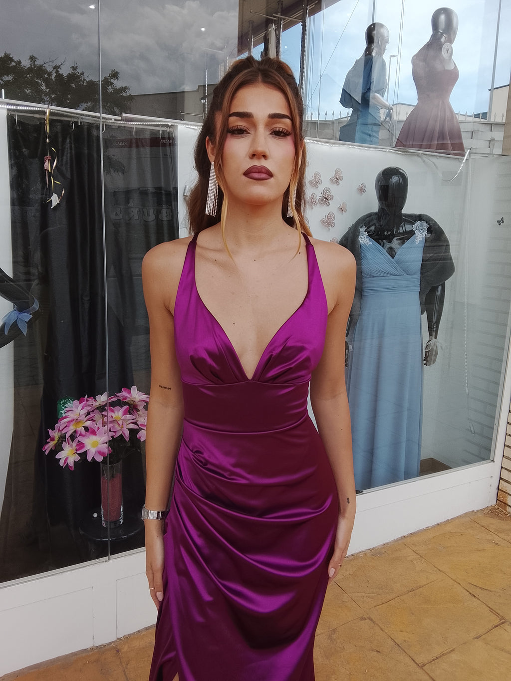 Vestido largo Jay cereza