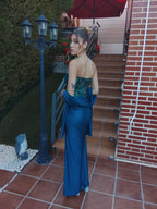 Vestido largo Sicilia petróleo