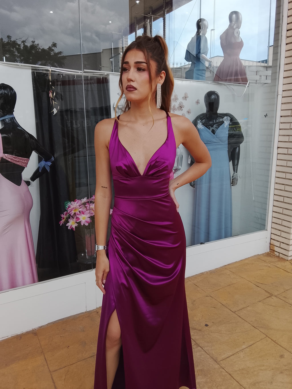 Vestido largo Jay cereza