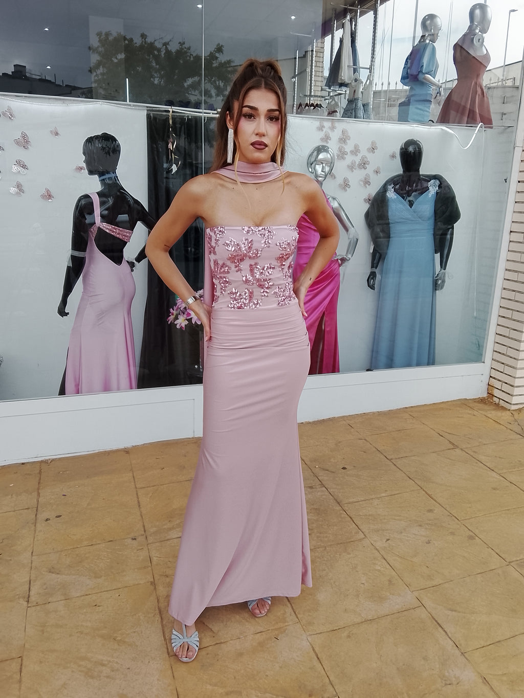 Vestido largo Sicilia Rosa