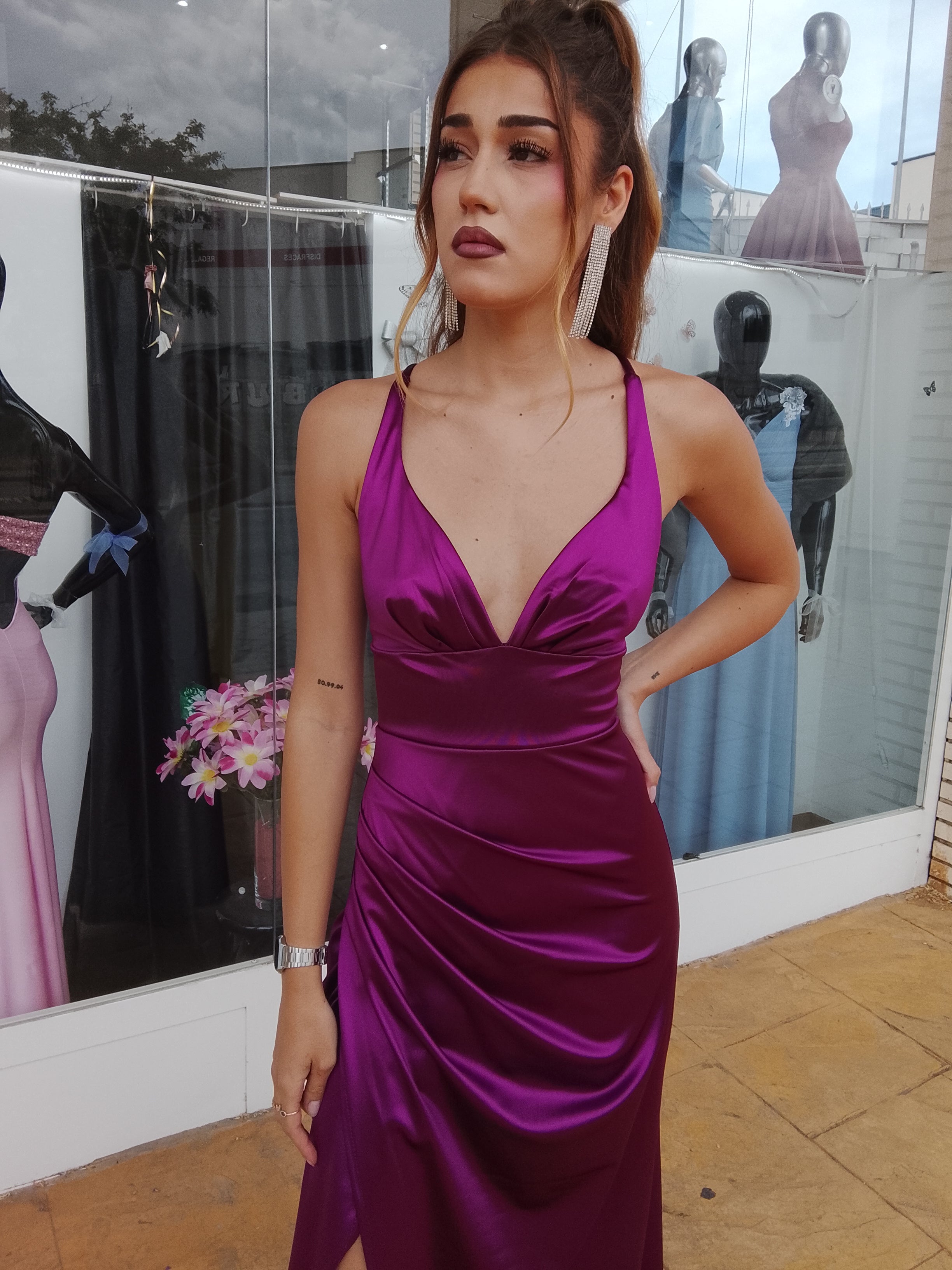 Vestido largo Jay cereza