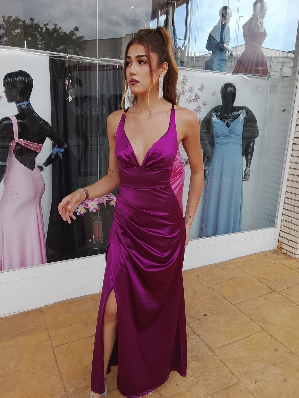 Vestido largo Jay cereza
